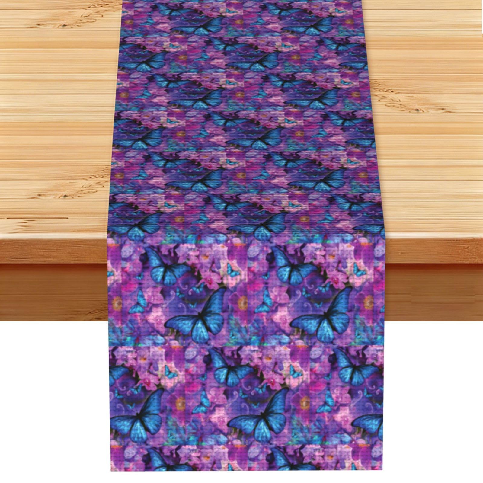 Flower butterfly Stylish Printed Table Cloth, Decorative Table Runner 13x72in for Home, Party and Banquet Home Decor