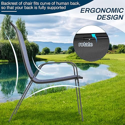 Miniatura 4 de MAMIZO Sillas de comedor para patio, silla Teslin apilable para todo tipo de clima, juego de sillas transpirables resistentes al aire libre, con