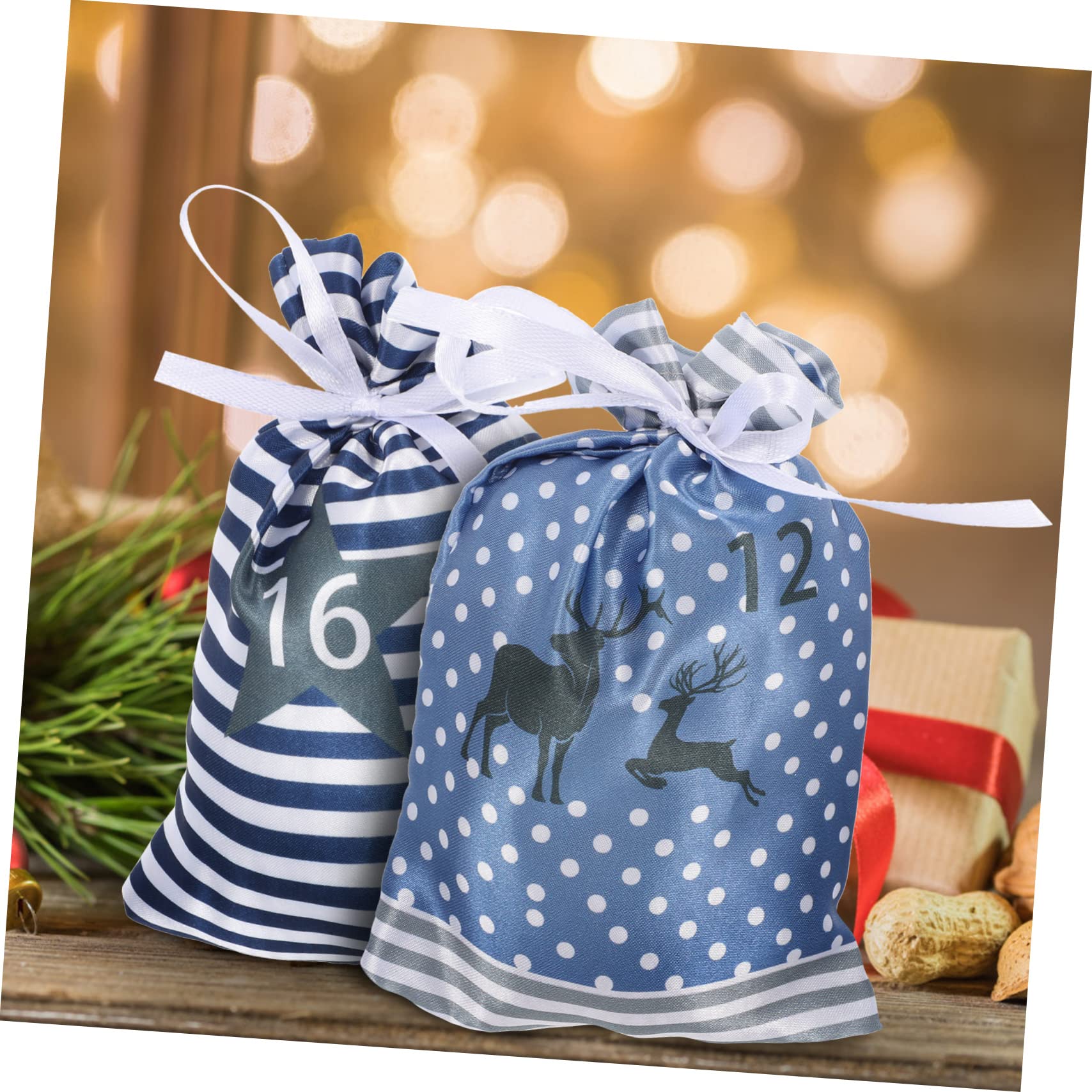 TOPBATHY 4 Juegos de Calendarios de Adviento Navideños Bolsas con Cordón para Dulces Decoración de Pared Única para Navidad Unidades X 4