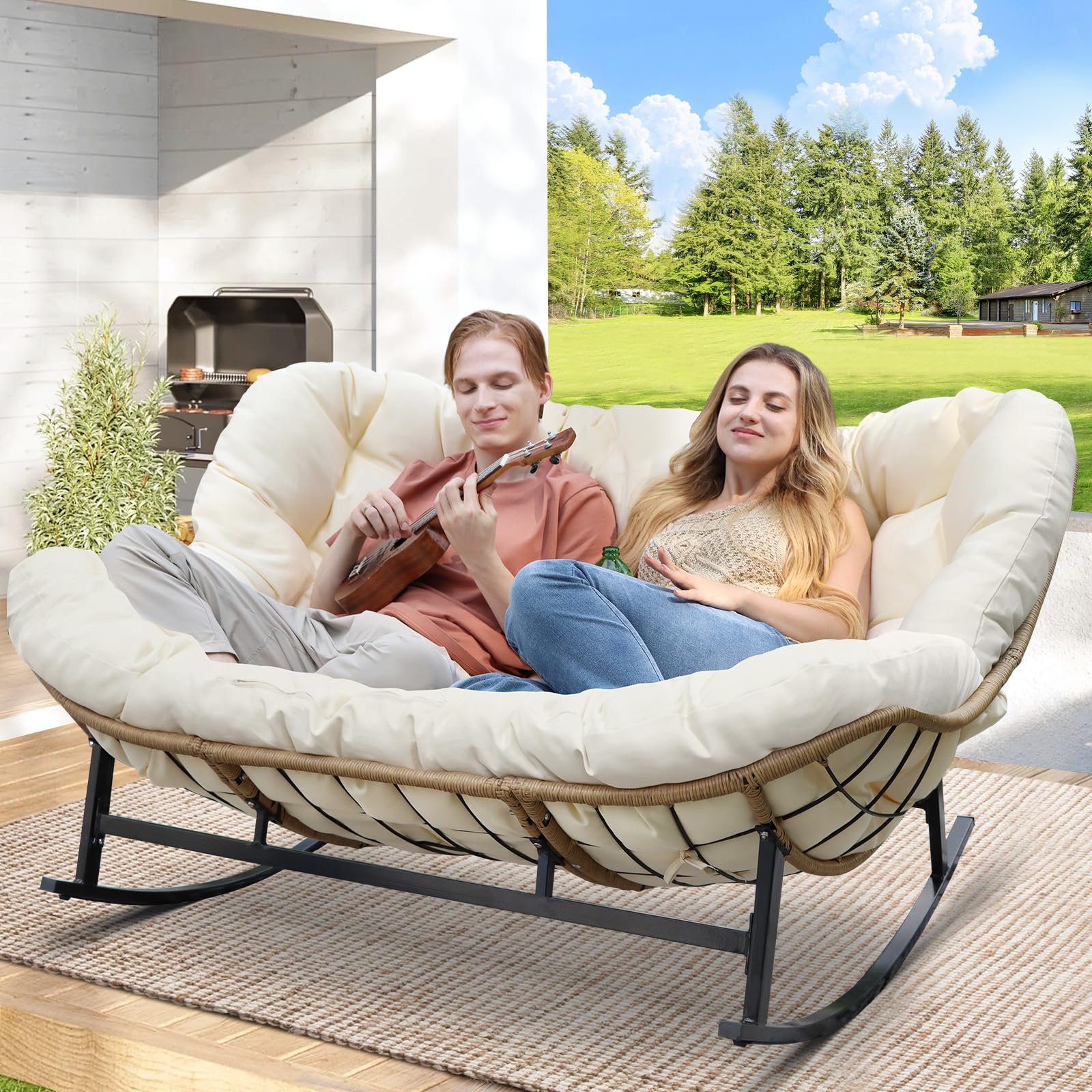 Amazon.com : RADIATA Oversized Patio Rocking Chair for 2, Outdoor