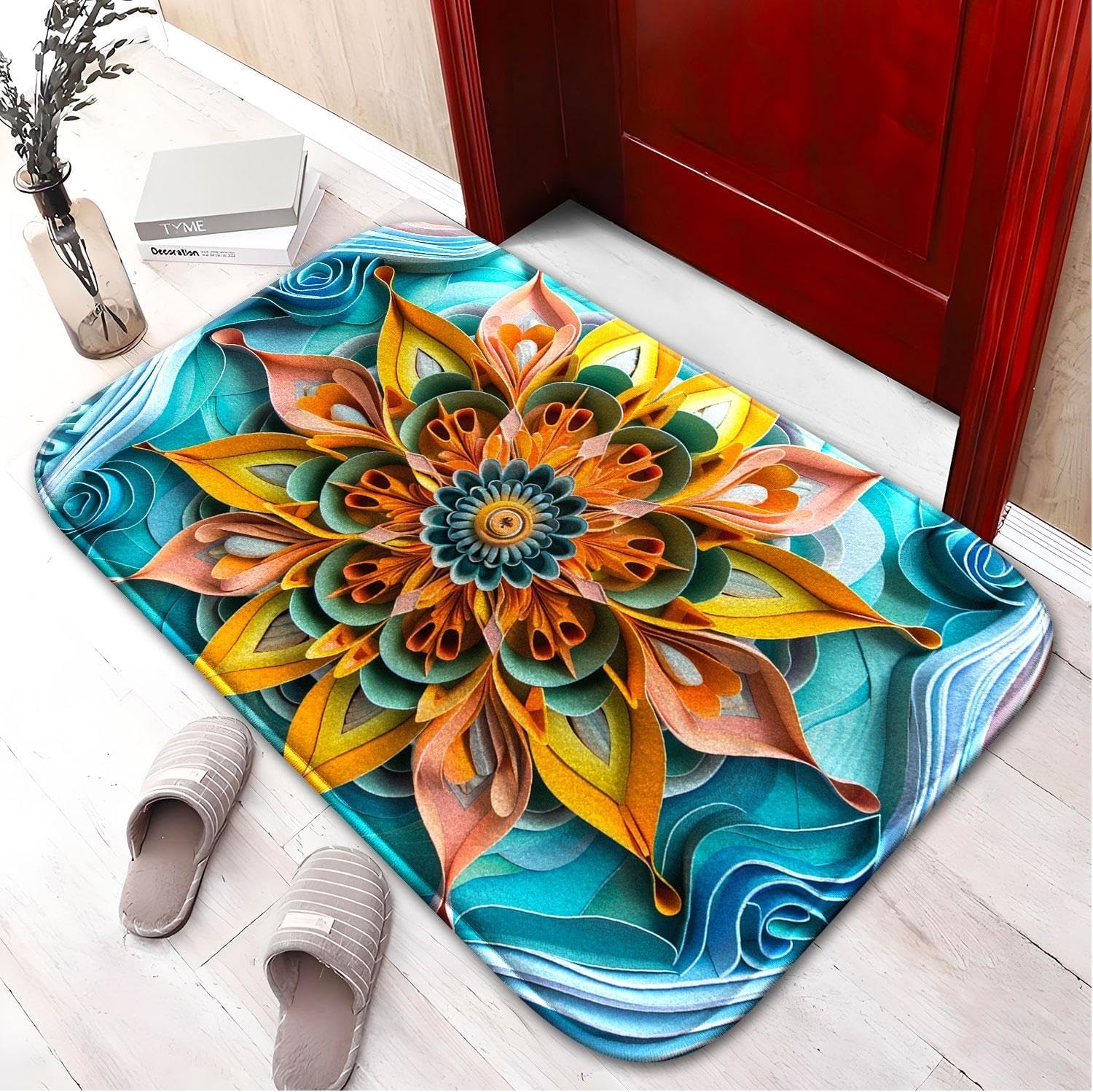 3D Flower 48 Premium Non-Slip Memory Foam Bath Mat – Absorbent, Quick-Dry, Machine Washable, Soft & Plush Bathroom Rug for Ultimate Comfort - S - Image 2