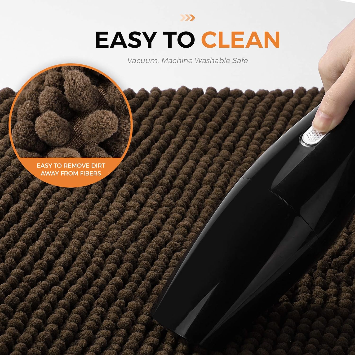 DELXO Kitchen Mat Kitchen Rug Set [2 PCS] - Perfect for Kitchen, Bathroom, Living Room, Soft, Absorbent Microfiber Material, Non-Slip, Easy Clean Machine Washable Floor Runner - 20"X30"+20"X60", Brown