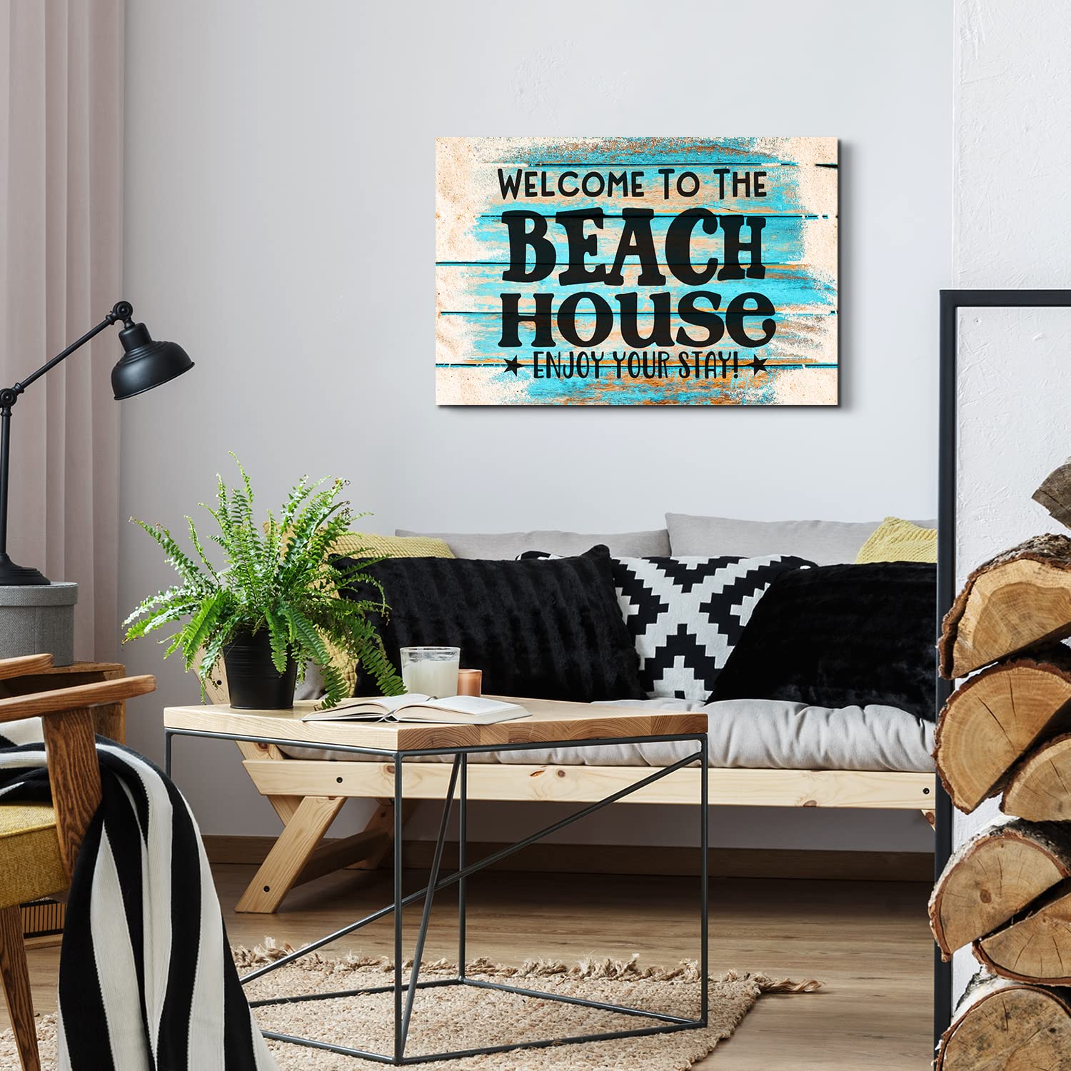 Stampa Su Tela LEXSIVO Con Stella Marina E Scritta Make A Difference | Quadro Motivazionale 30,5x38 Cm | Pronto Da Appendere