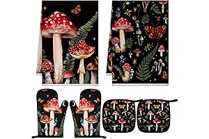 Bencailor Mushroom Kitchen Towels and Oven Mitts Set