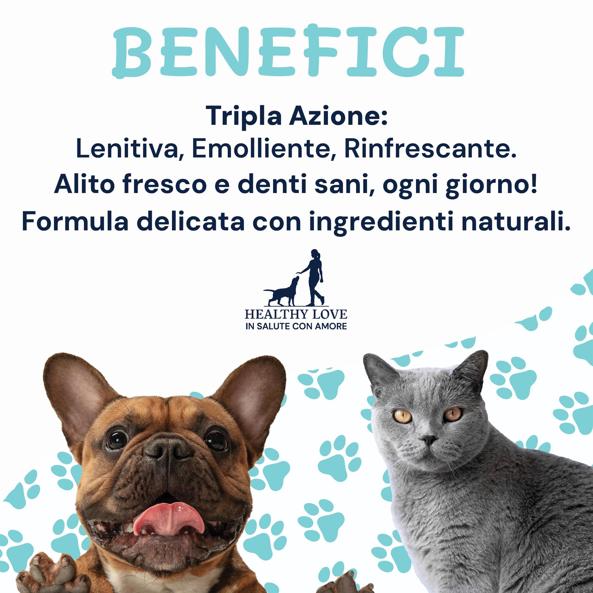 Healthy Love® - Dentifricio per Cani Spray - Pulizia Denti e Rimozione Tartaro - Igiene Orale per Alito Fresco - Formula Naturale con Aloe Bio, Calendula e Oli Essenziali - 150ml made in Italy