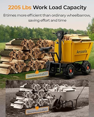 Miniatura 4 de [Volcado hidráulico eléctrico] Carretilla Arczorix Carretilla utilitaria 60 V 20 Ah 2000 W Capacidad 2205 libras con descarga de elevación y bajada