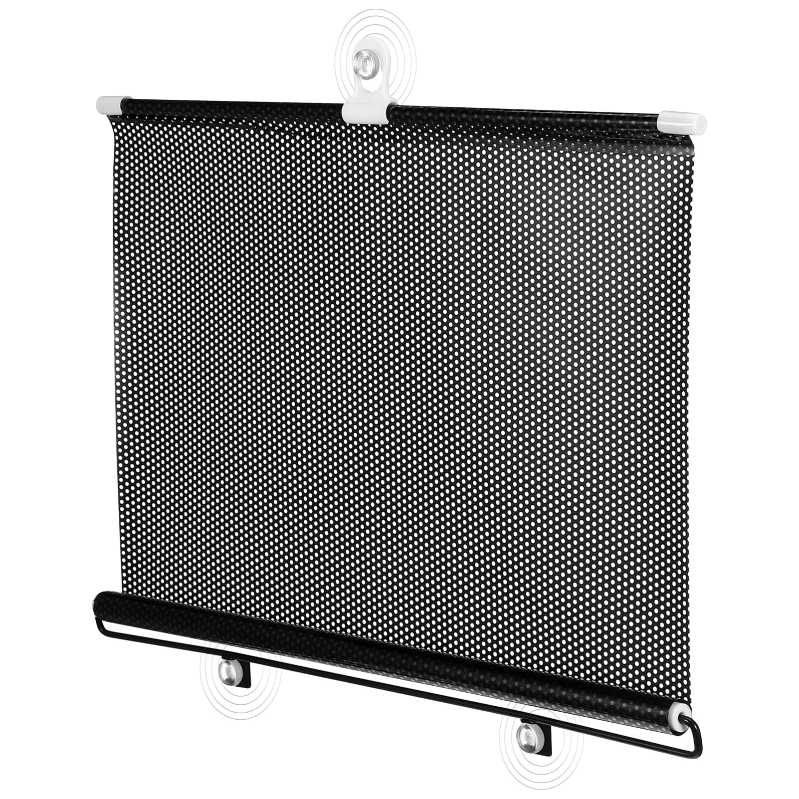 DECAKE No Drill Blackout Blind Shade, 49.2X15.7in Retractable Roller Shades with 3 Suction Cups Temporary Cover Curtain for Home Car