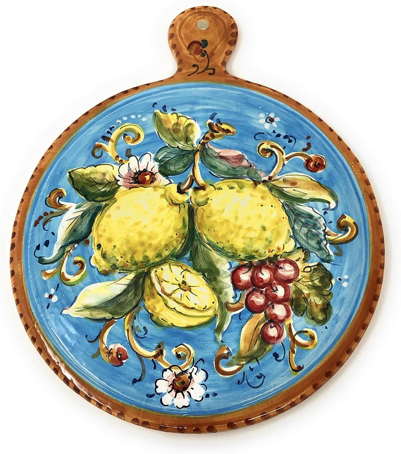 CERAMICHE PARRINI - Italian Pottery Ceramic Art Trivet Decorated Lemons Amalfi Hand Painted Made in Italy Tuscan Florence