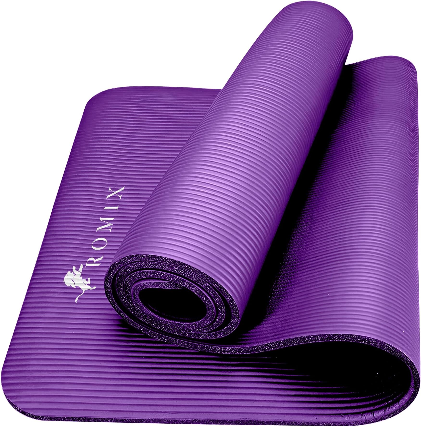 ROMIX Yoga Mat, 15 MM Thick Foam Exercise Mat, (180x60cm) Non Slip Gym Mat with Carry Bag and Strap, Workout Mat Ideal Yoga Mats for Women Men Pilates Gymnastics Meditation Home and Outdoor Fitness