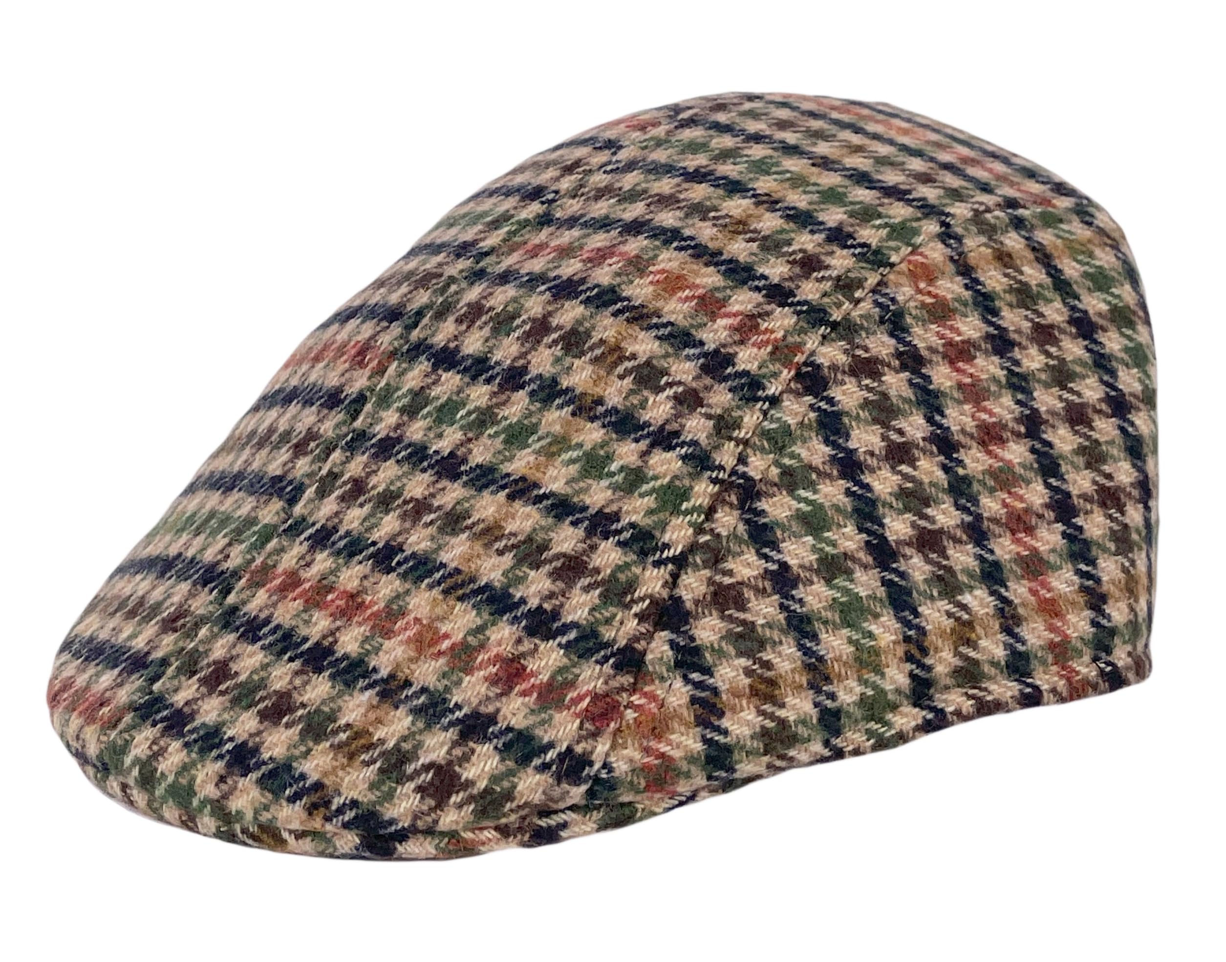 Itzu Boys Tweed Flat Cap Hat Houndstooth Cotton Youth Kids in Cream
