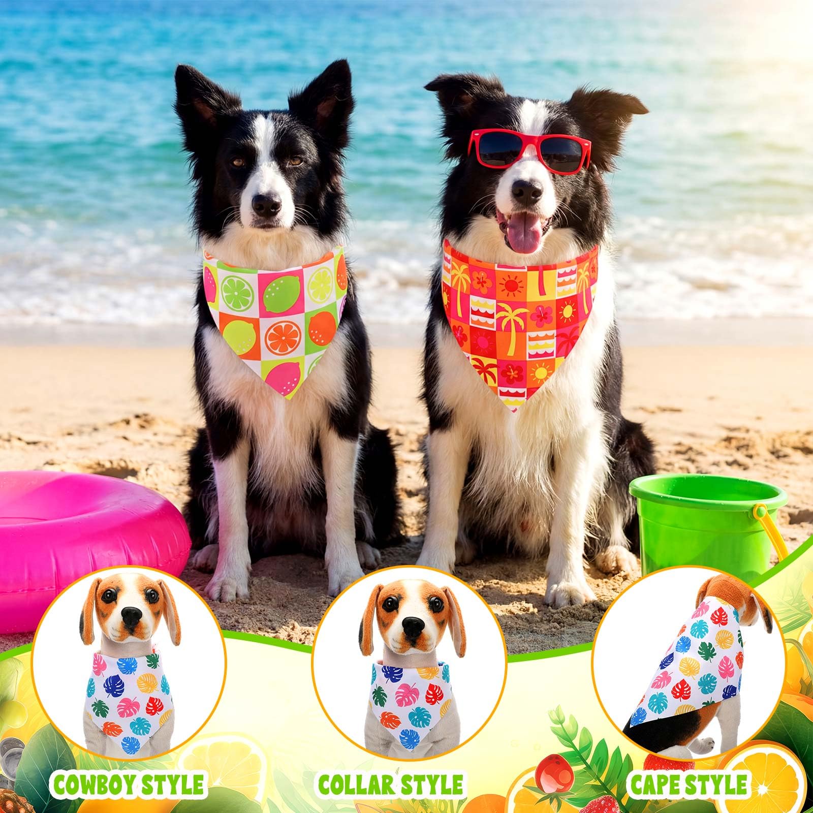 Aliceset 240 bandane estive per cani hawaiane sfuse frutta tropicale Aloha modello colorato fazzoletto per cani bavaglini triangolari sciarpa per animali domestici regali morbidi accessori per costumi