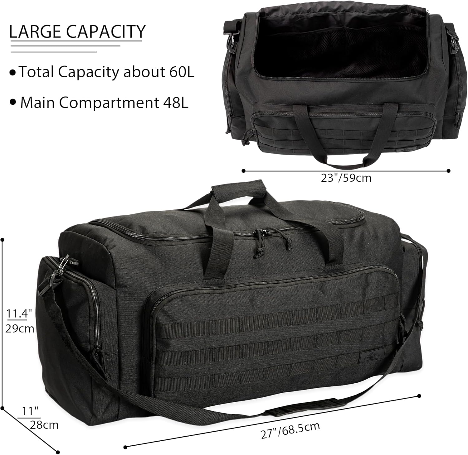 Super Quality 60L Large Duffel Travel Bag Luggage Foldable Bag Cargo Sport Gear Equipment Skiing Hardware Bag Heavy Duty& Durable(Black) - Image 5