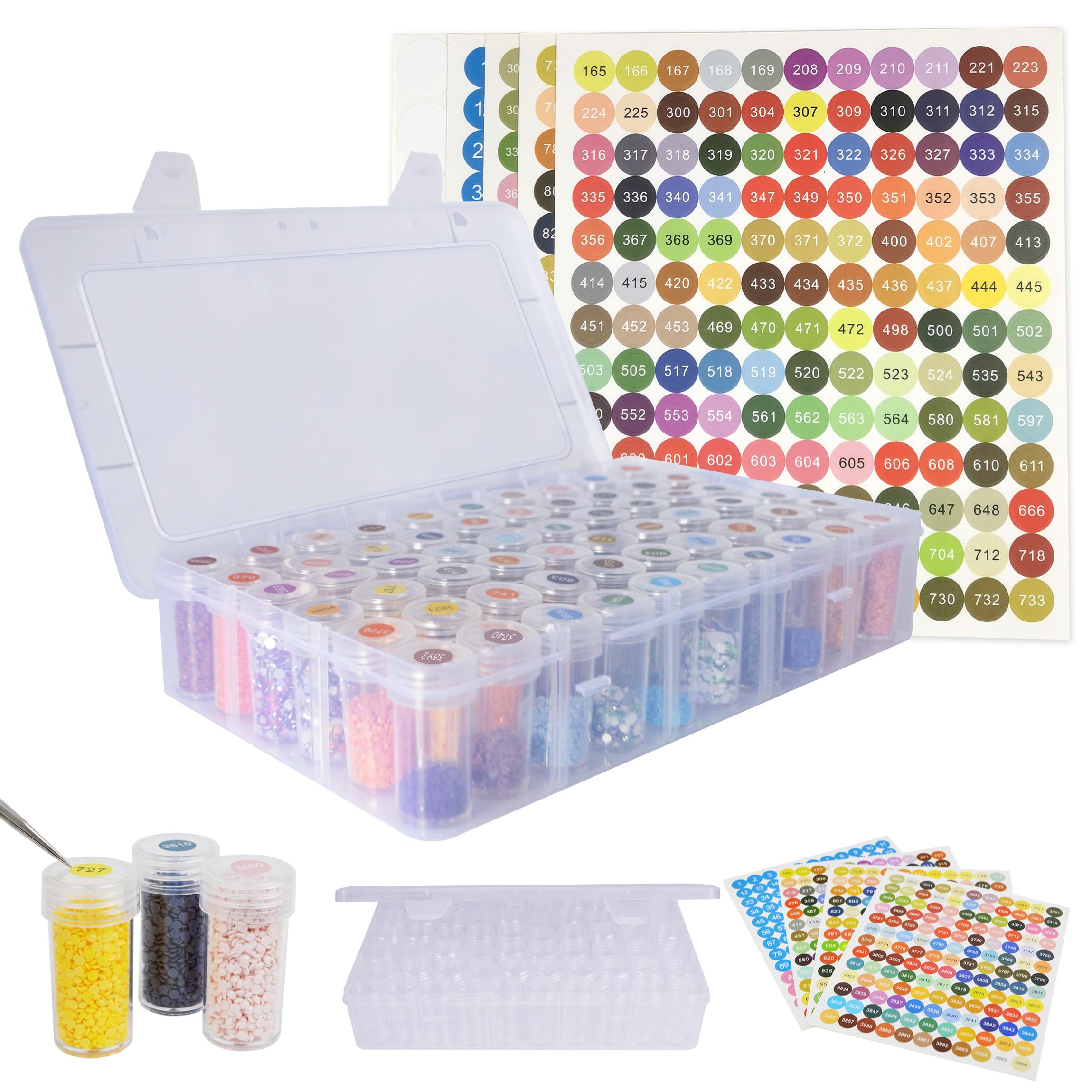Organizador de pintura de diamantes Mlife con 60 tarros herméticos para evitar pérdida de cuentas