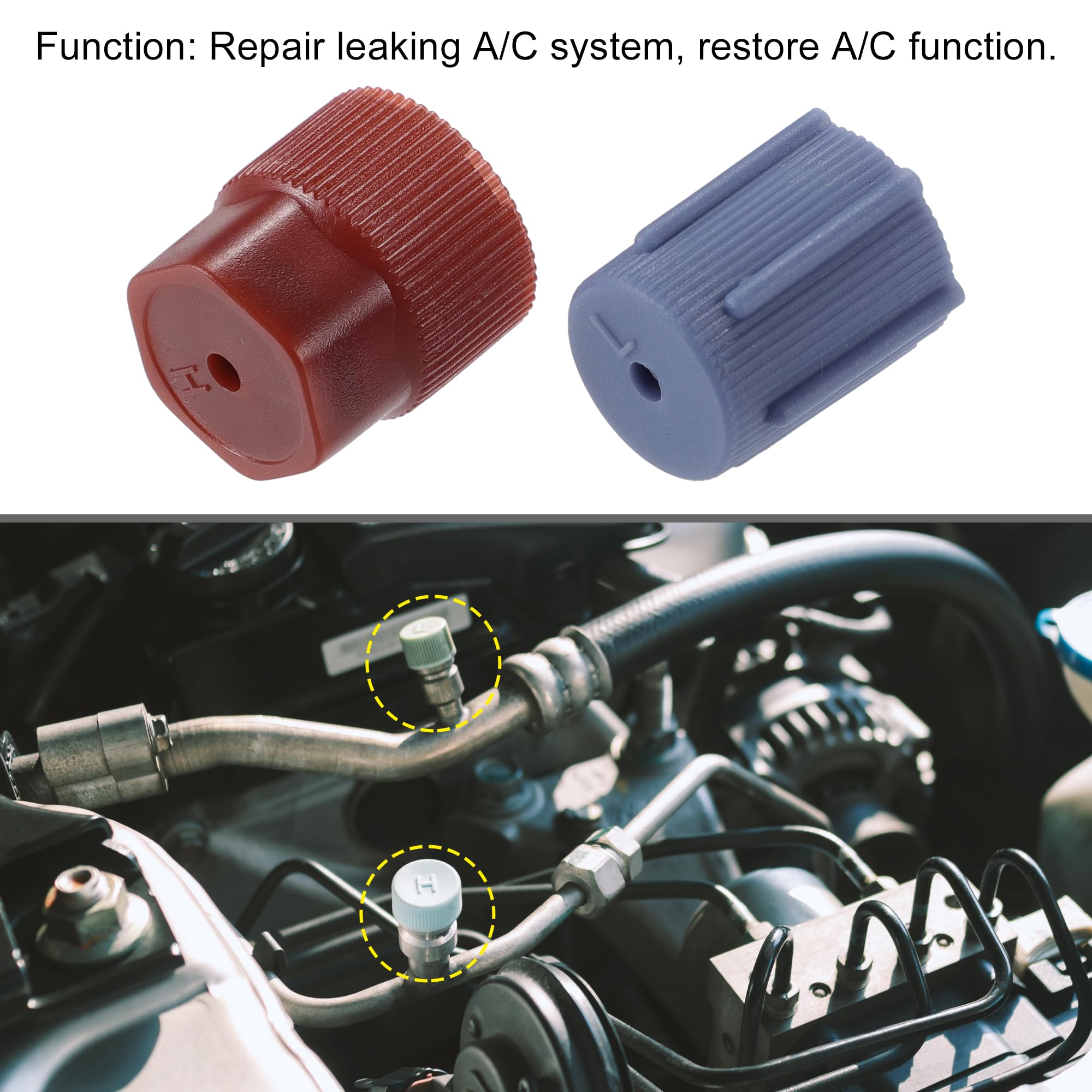 A ABSOPRO 5 Coppie di tappi valvola per condizionatore d'aria da 0,55" per Sistema A/C auto, colore blu
