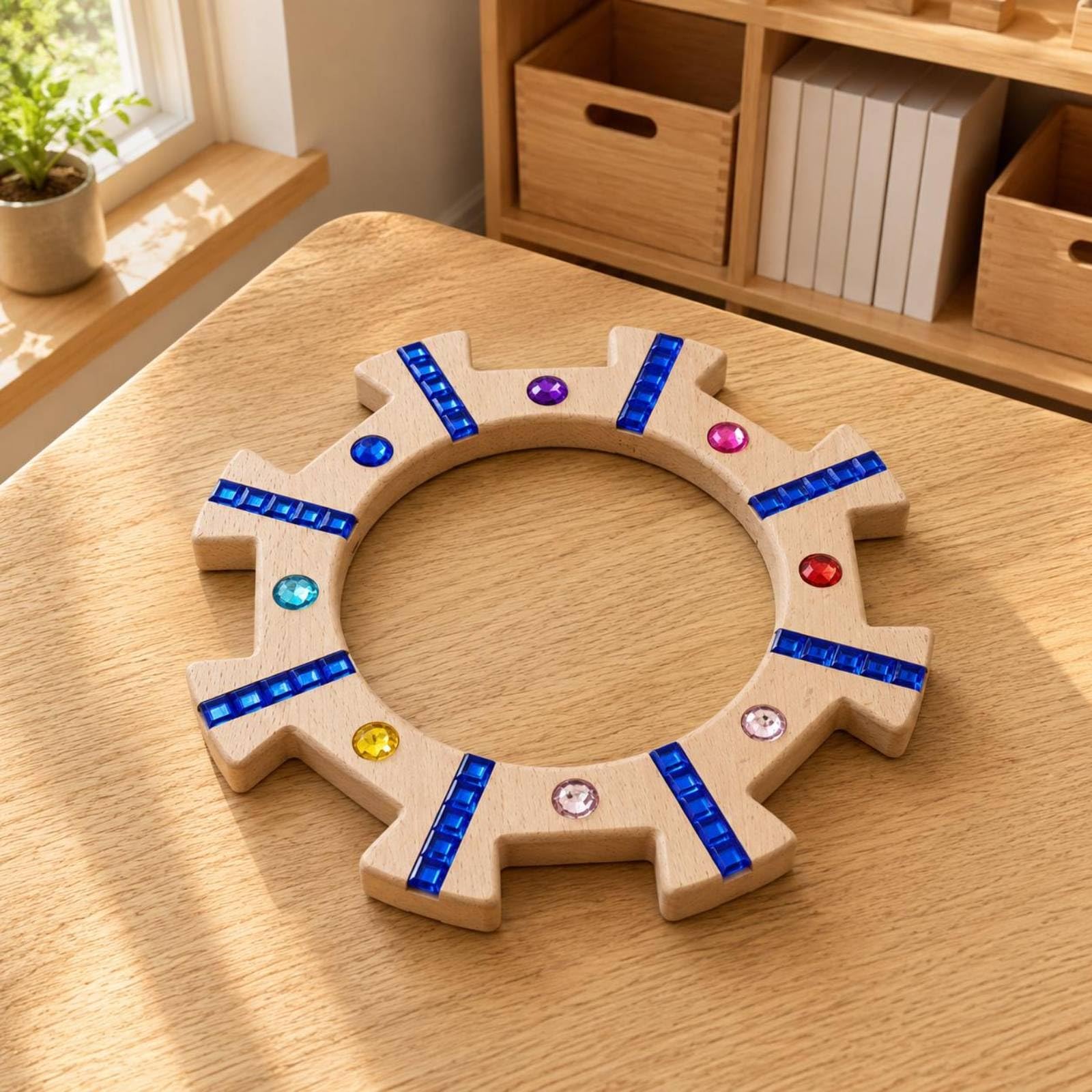 Blocchi Impilabili per Bambini Giocattolo in Legno Naturale Torre Puzzle Anelli con Inserti Acrilici Trasparenti Riconoscibile Adatto per, Rosa