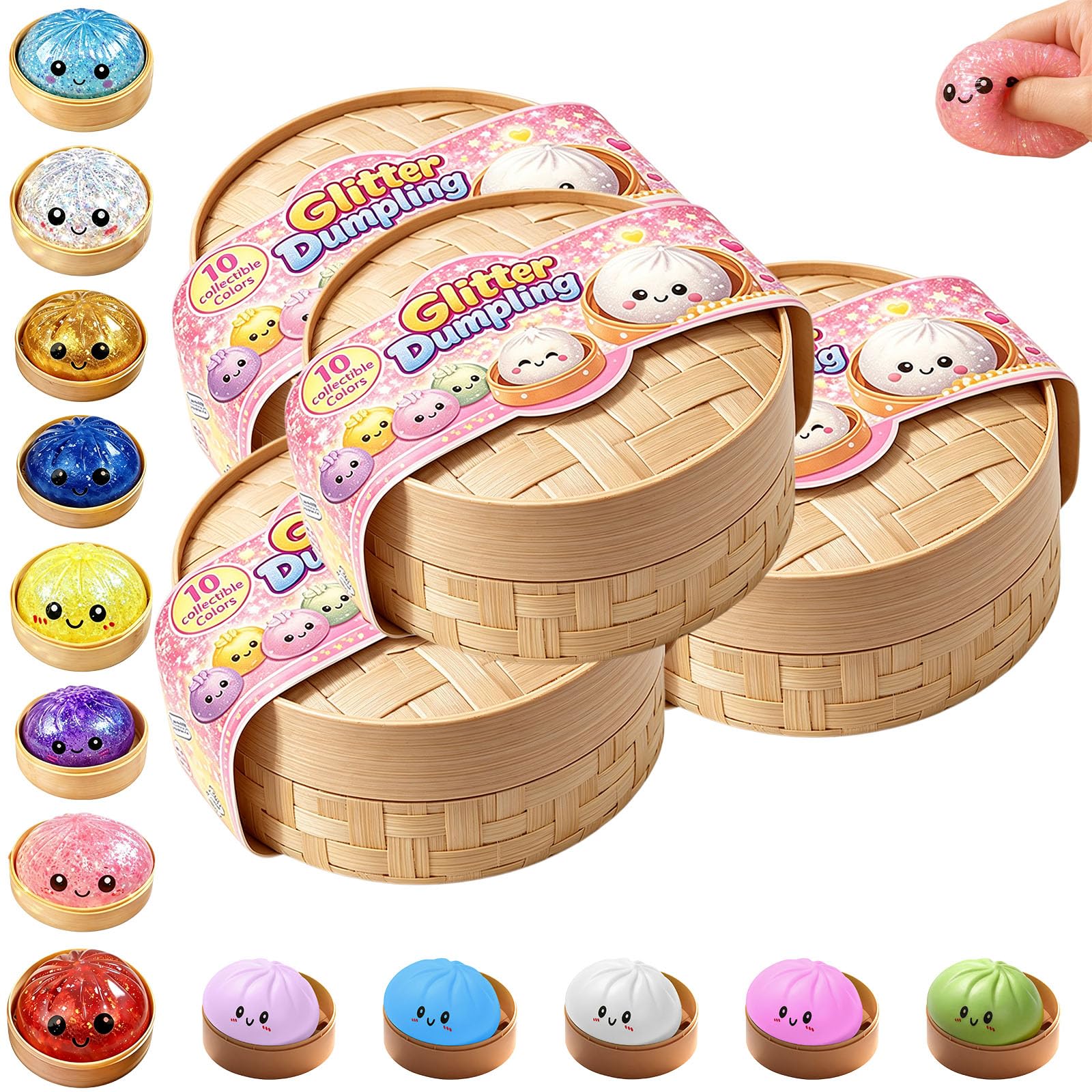 Dumpling Squishy, Random Color for Collectors, Cute Dumpling Stress Relief (4 PCS)