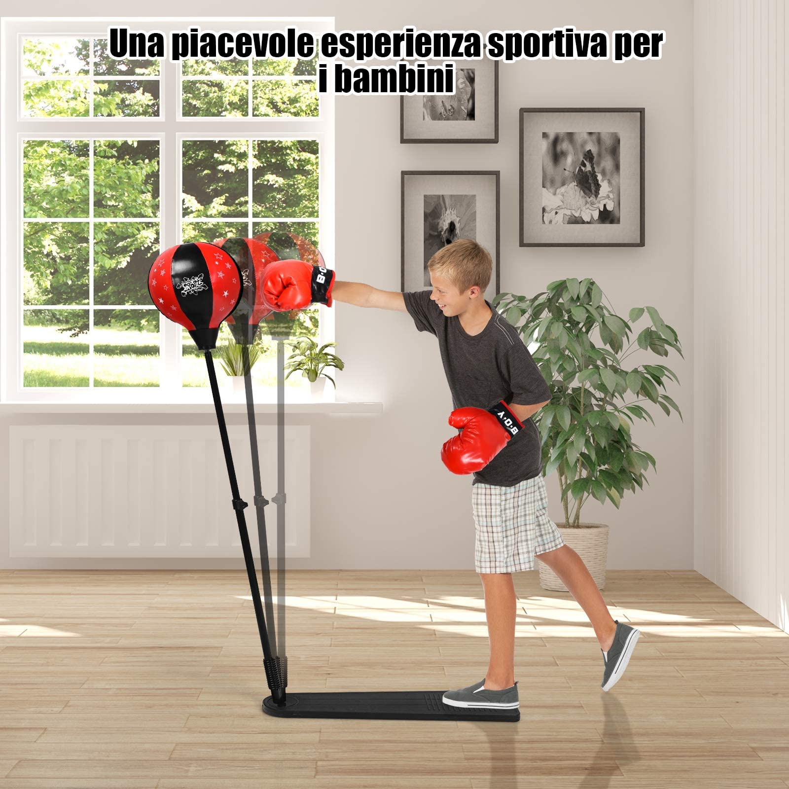 Sacco Da Boxe In PVC 180cm Con Guanti - Per Allenamento Boxe, MMA, Taekwondo, Adulti E Adolescenti - Foto 3