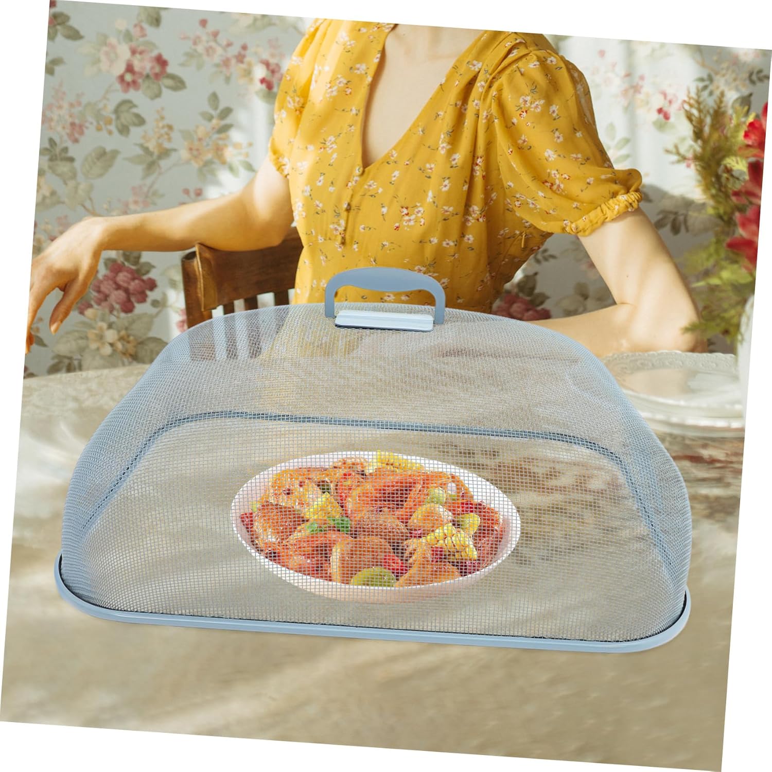 Mikinona Metal Mesh Food Cover Tent Lightweight Iron Food Protector for Kitchen Dining and Outdoor Use Easy to Clean and Compact Parties and Housewarming