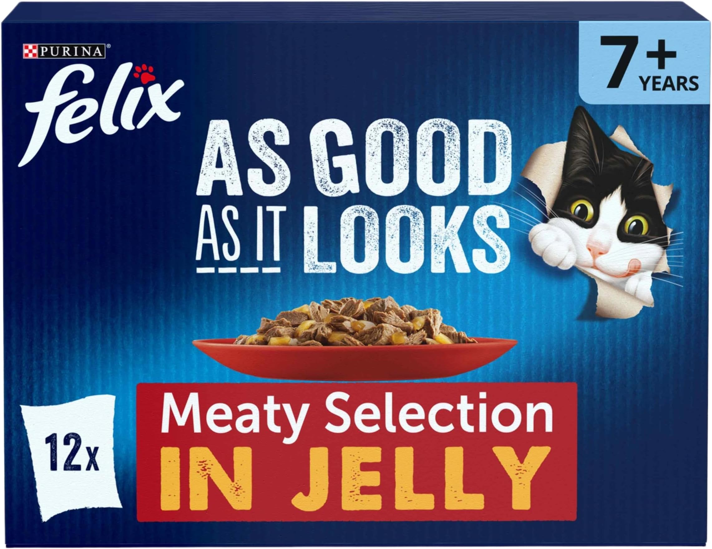 FELIX As Good As it Looks Senior 7+ Meat in Jelly Wet Cat Food 12x85g