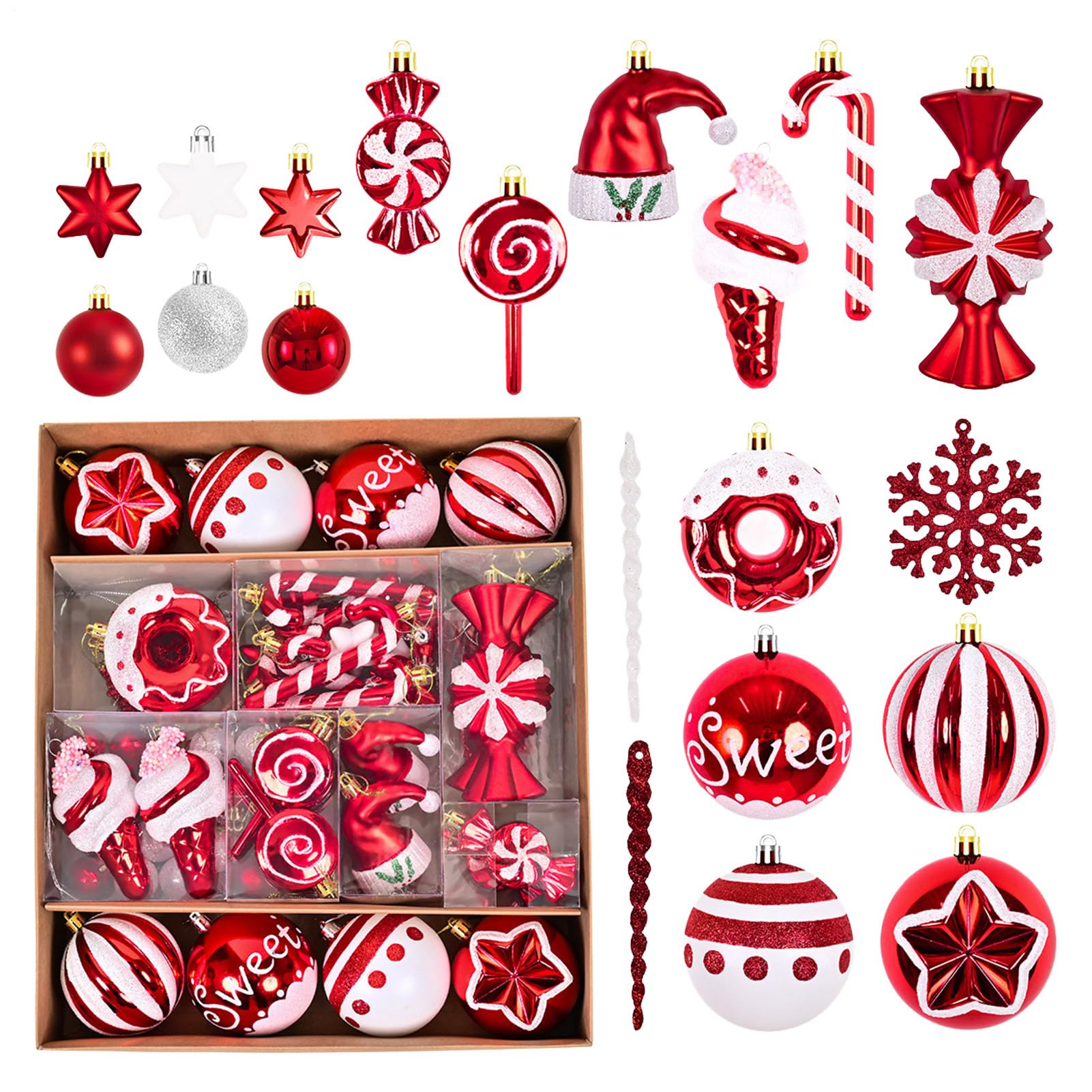 Bolas De Navidad Suministros De Colgantes Irrompibles Rojo Y Blanco