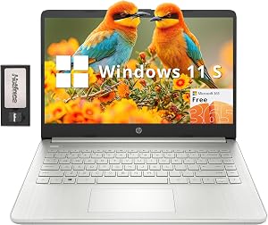 HP Stream 14" HD Laptop, Intel Celeron N4120, 8GB RAM, Intel UHD Graphics, 288GB Storage(128GB eMMC+160GB Docking Station Set), Webcam, Windows 11 S, 1 Year Office 365, Silver