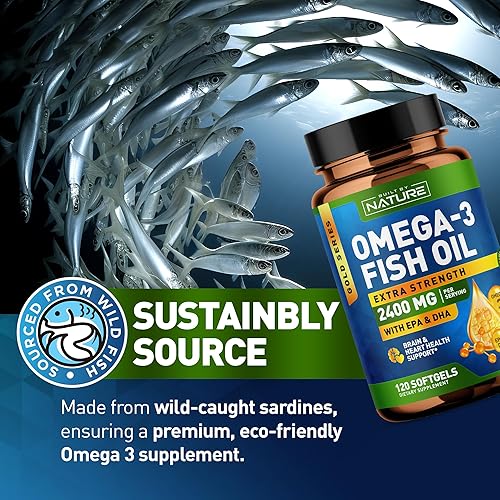 Miniatura 3 de Built by Nature Geles suaves de aceite de pescado Omega 3 - 2400 mg de aceite de pescado, 1440 mg de Omega 3, 864 mg de EPA, 576 mg de DHA -