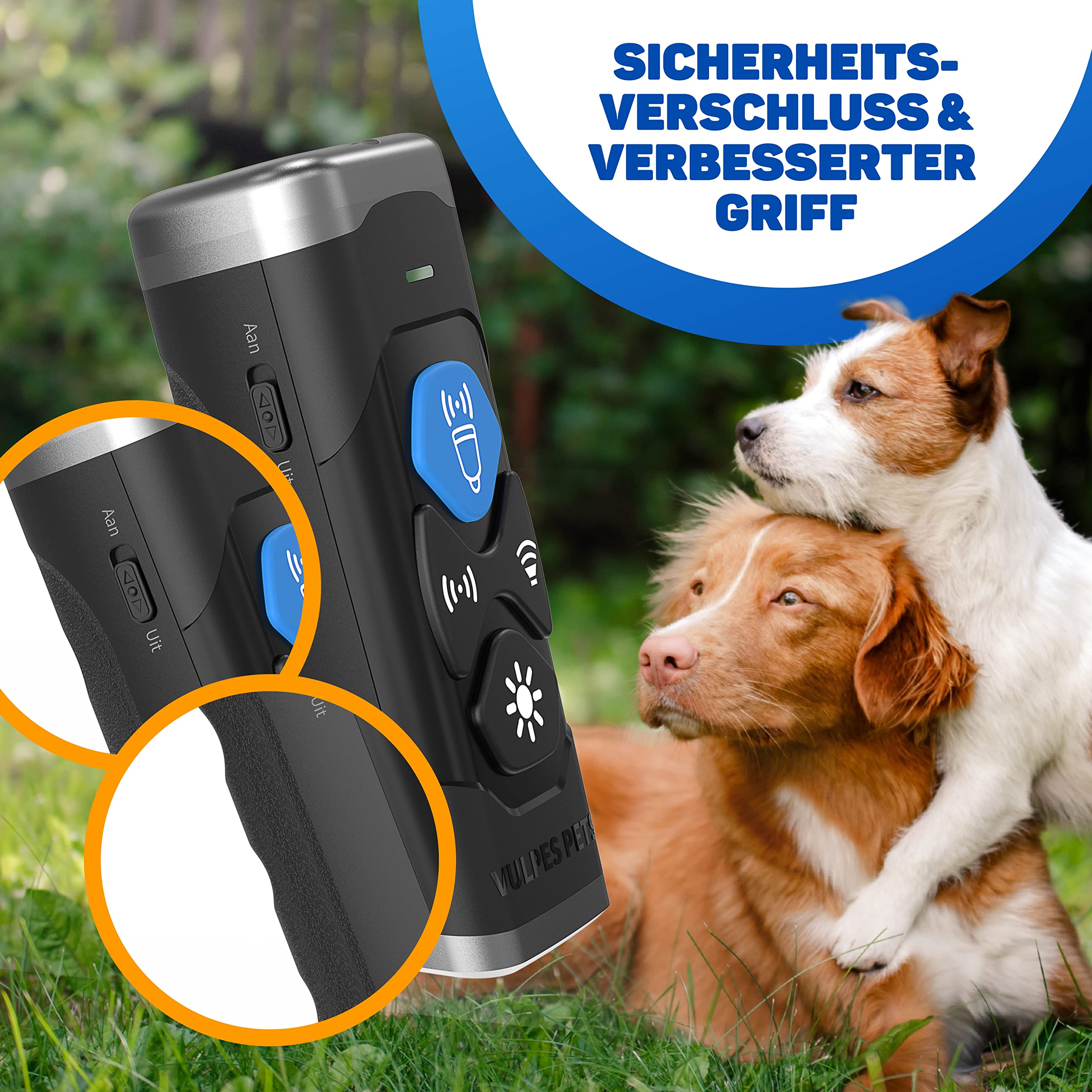 Dewppxi Anti-Bell-Gerät Für Hunde - Ultraschall Bellen Stopper Mit LED Taschenlampe Orange