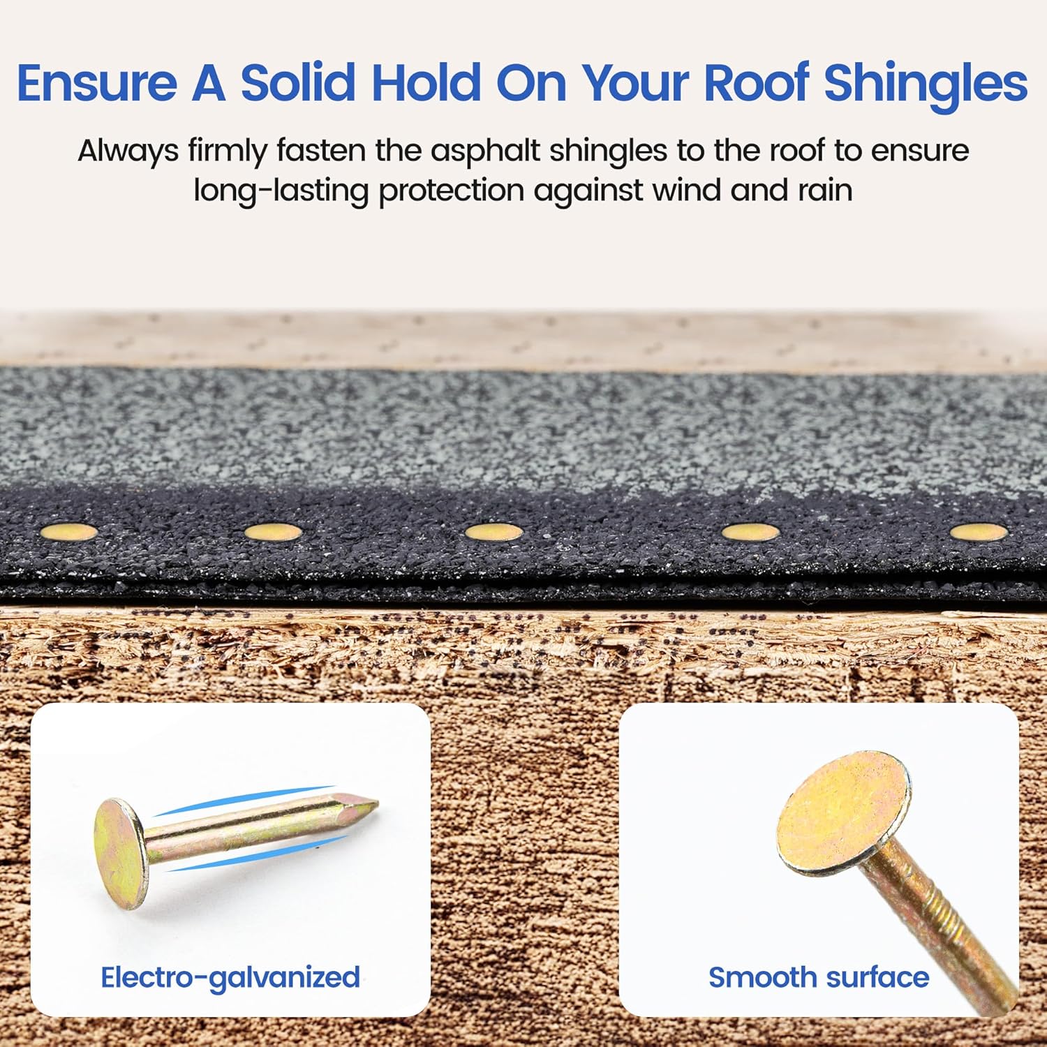 meite Coil Roofing Nails 1-Inch x .120-Inch Electro Galvanized 15 Degree Full Round Head Coil Nails for Roofing Nailer, Wire-Weld Collated Roofing Nails for Roof Lathing Sheathing 2,880 PCS