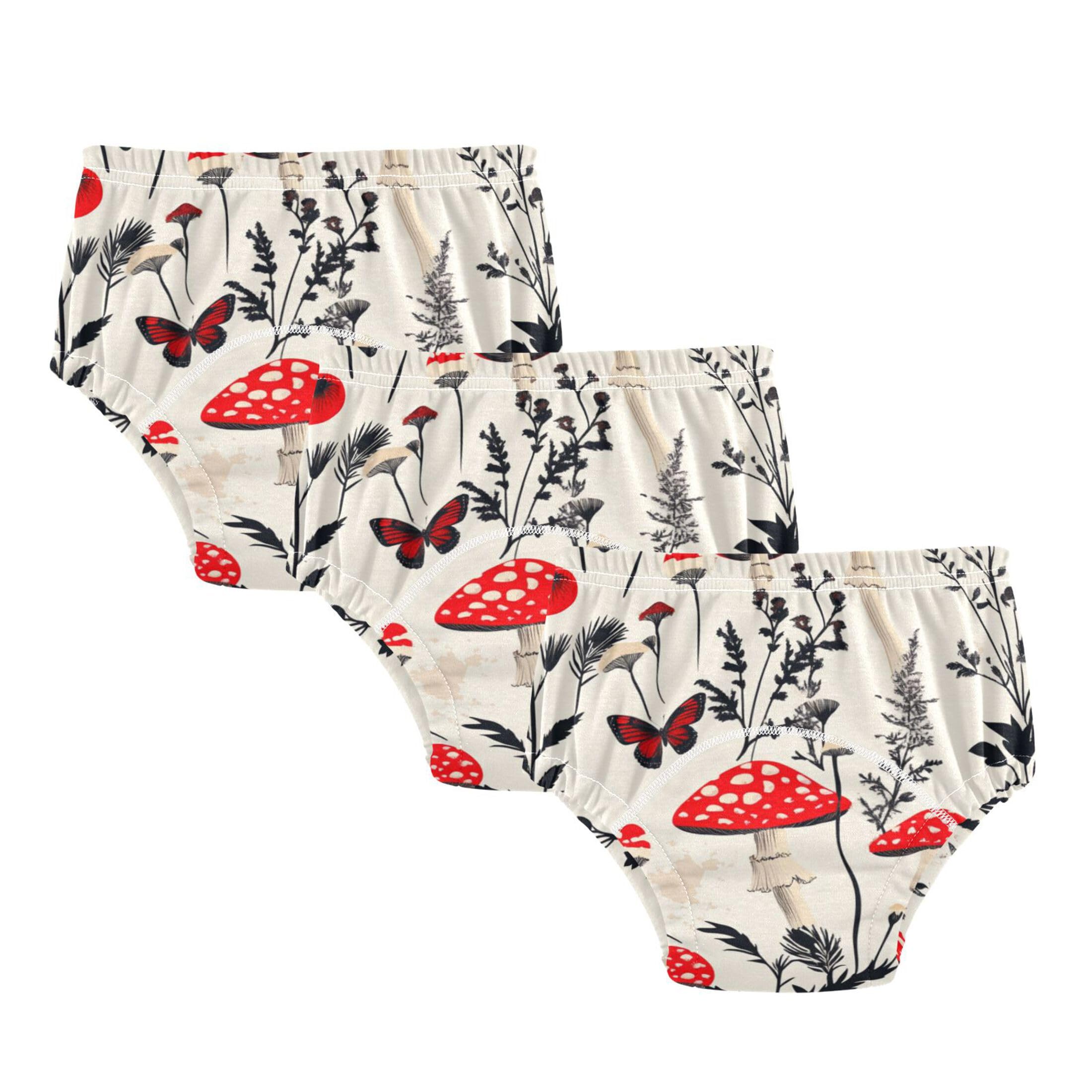 Foiosoh Baby Infant 3 Packs Underwear Potty Training Absorb Water Nighttime Potty Training Pants for Boys Girls Red Mushrooms