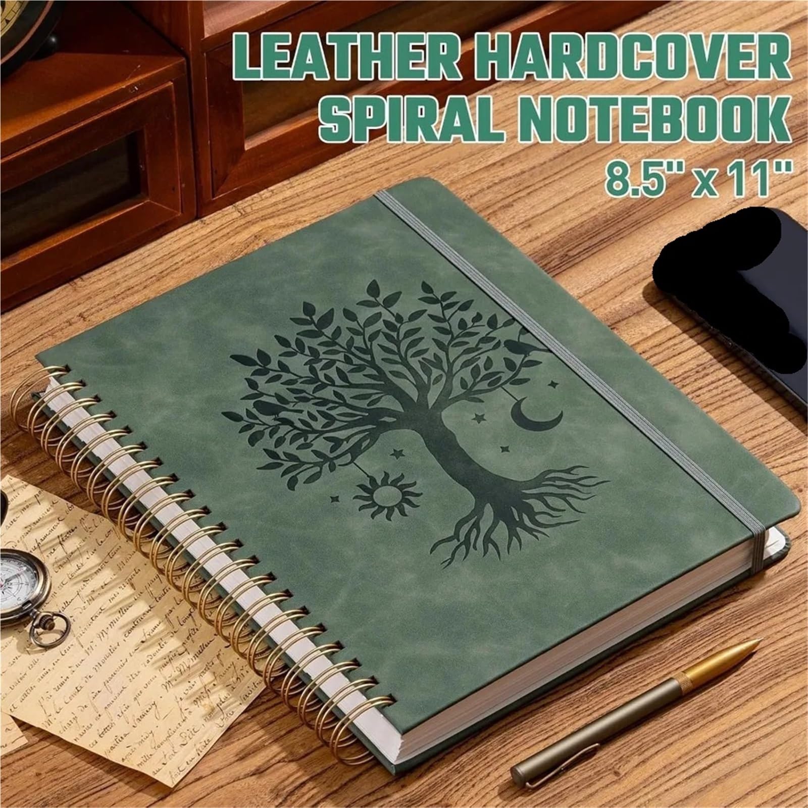 Couverture rigide en cuir Cahier à spirale