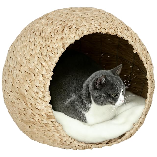 PawHut Cama para Gatos con cojín Suave, 45x41x37cm, Marrón