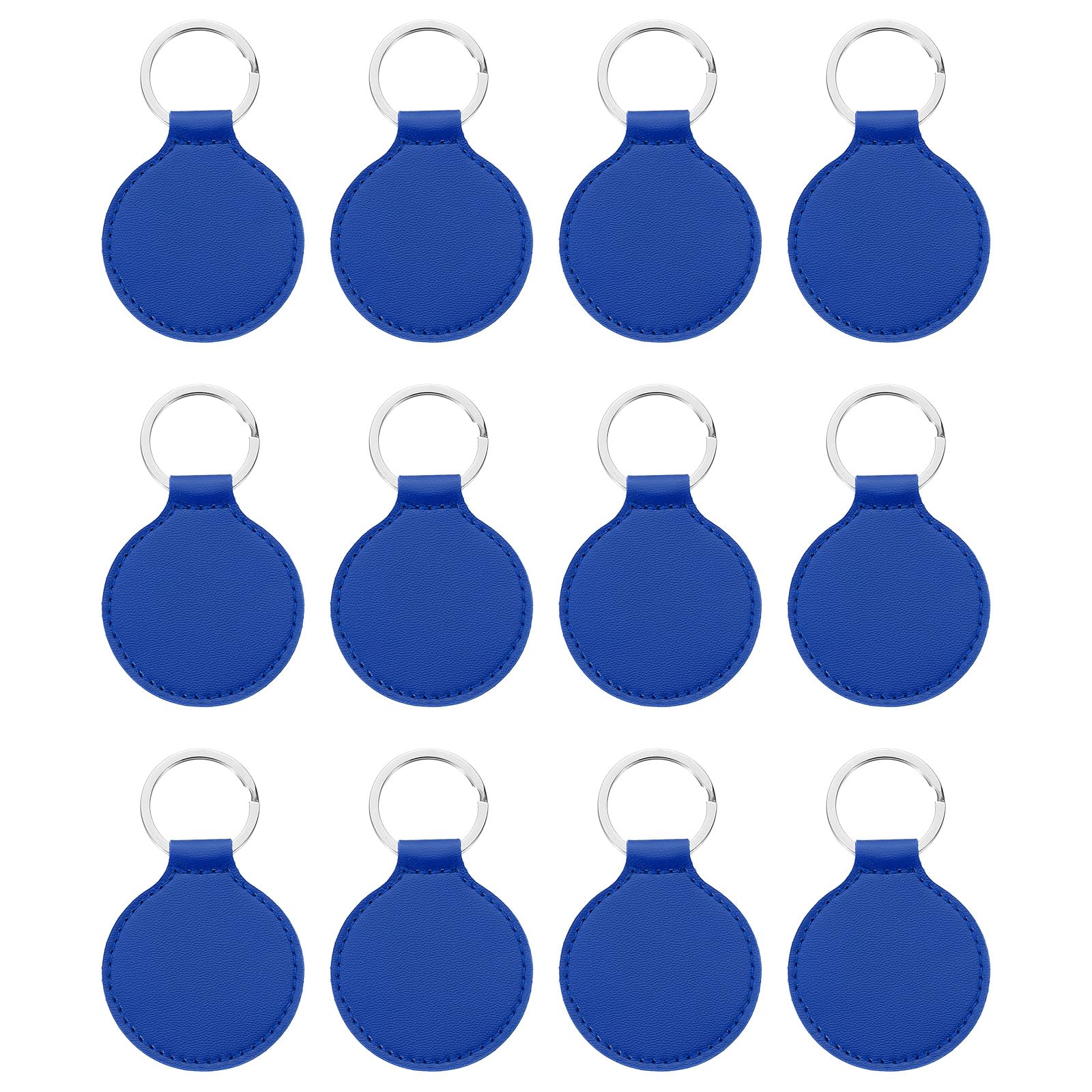 PATIKIL Leather Blank Keychains, 12Pcs Round Keychain Blanks Double Side Laser Engraving Key Chains for Embossing UV-Printing