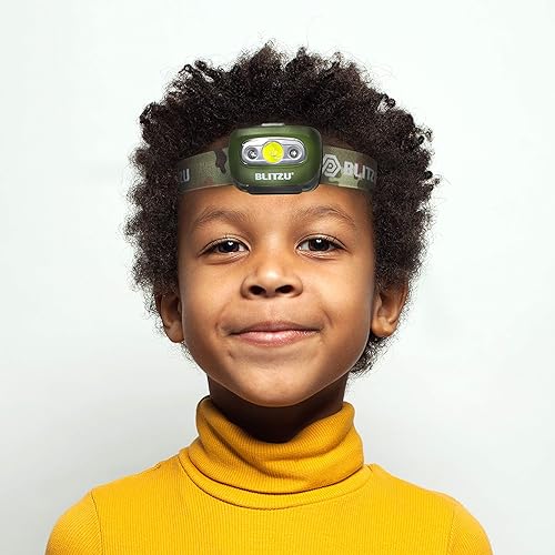 Miniatura 2 de BLITZU Linterna frontal LED alimentada por batería color camuflaje + faro recargable USB color negro