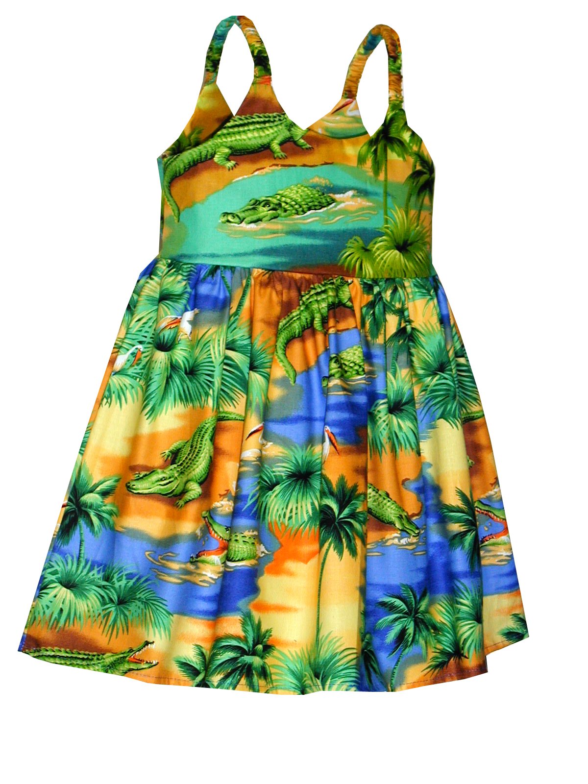 Pacific Legend Girls Florida Alligator Lagoon Toddler Bungee Dress Blue 7-8 for 4yrs Old