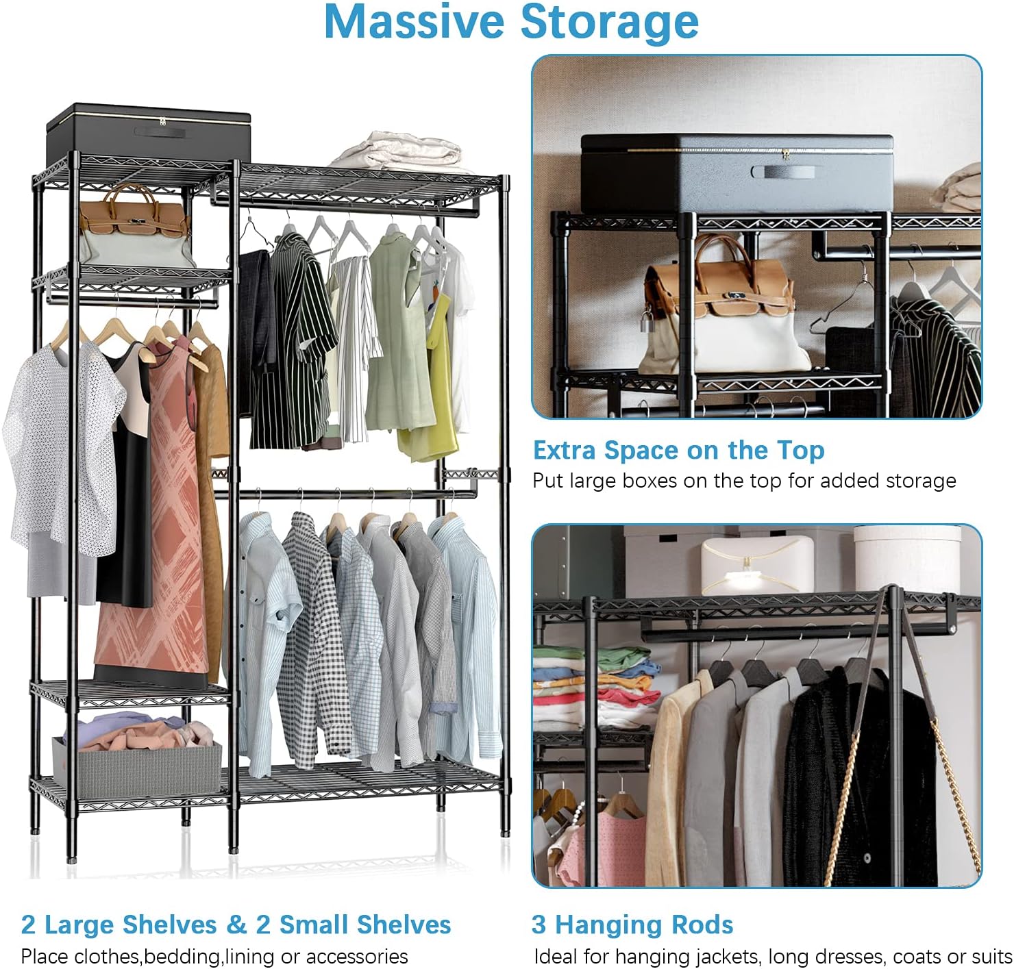 Buy VIPEK V2S Garment Rack Set of 2 Heavy Duty Clothes Racks with 3