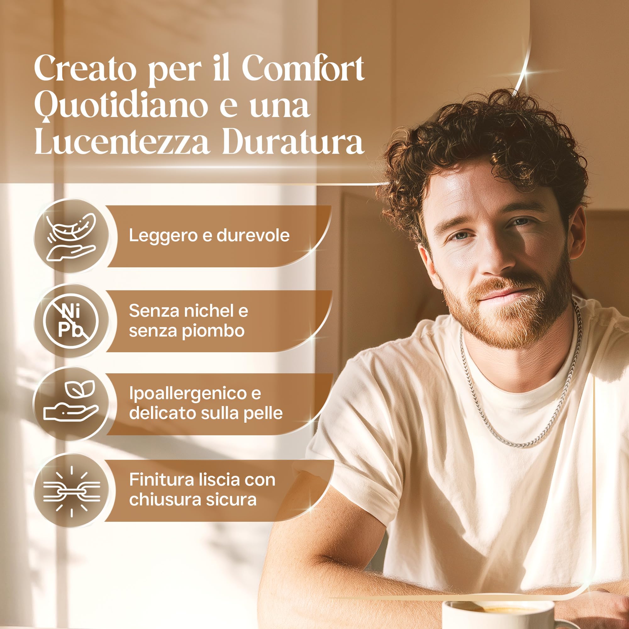 QUADRI Catena in Argento 925 per Uomo e Donna | Collana a maglie Franco di fabbricazione italiana | Catena in Argento per Uomo e Donna | Finitura SILVER PLUS antiossidante | 51–56–61 cm