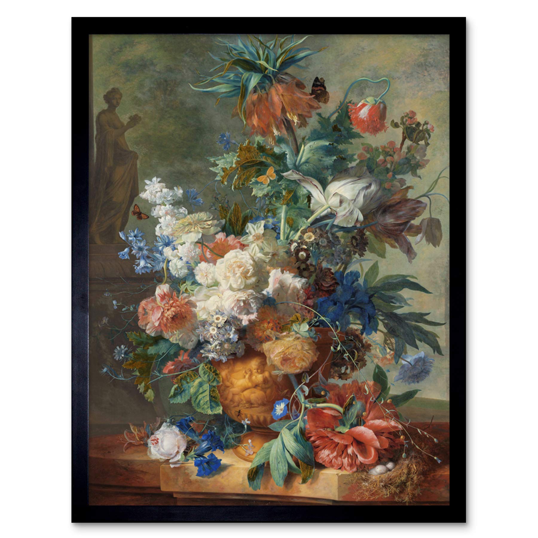 Artery8 Jan Van Huysum Still Life With Flowers Painting Art Print Framed Poster Wall Decor 12x16 inch