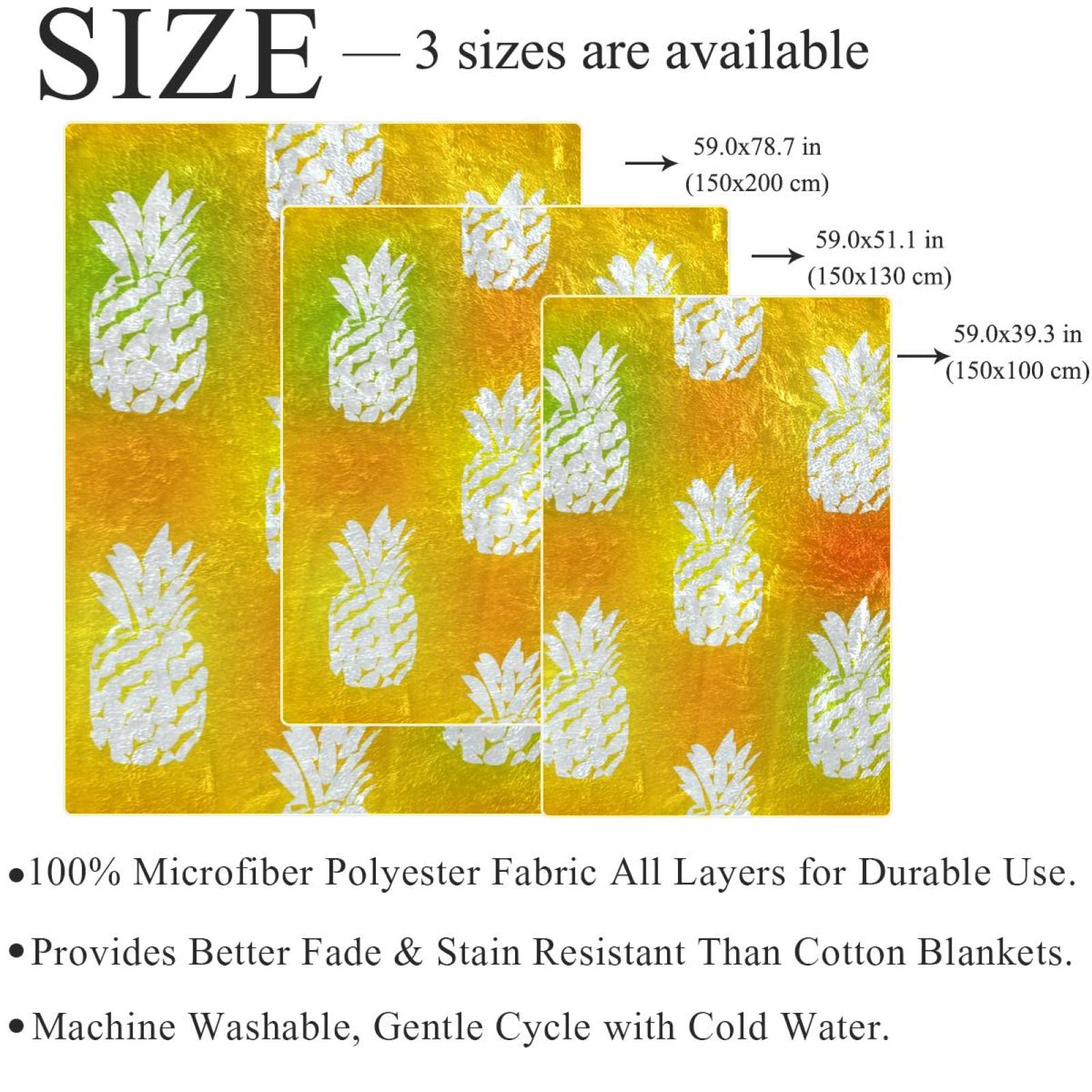 Coperta doppia in pile con ananas tie dye neon – morbida e leggera peluche accogliente – perfetta per letto, divano, viaggi, campeggio, 149,9 x 199,9 cm
