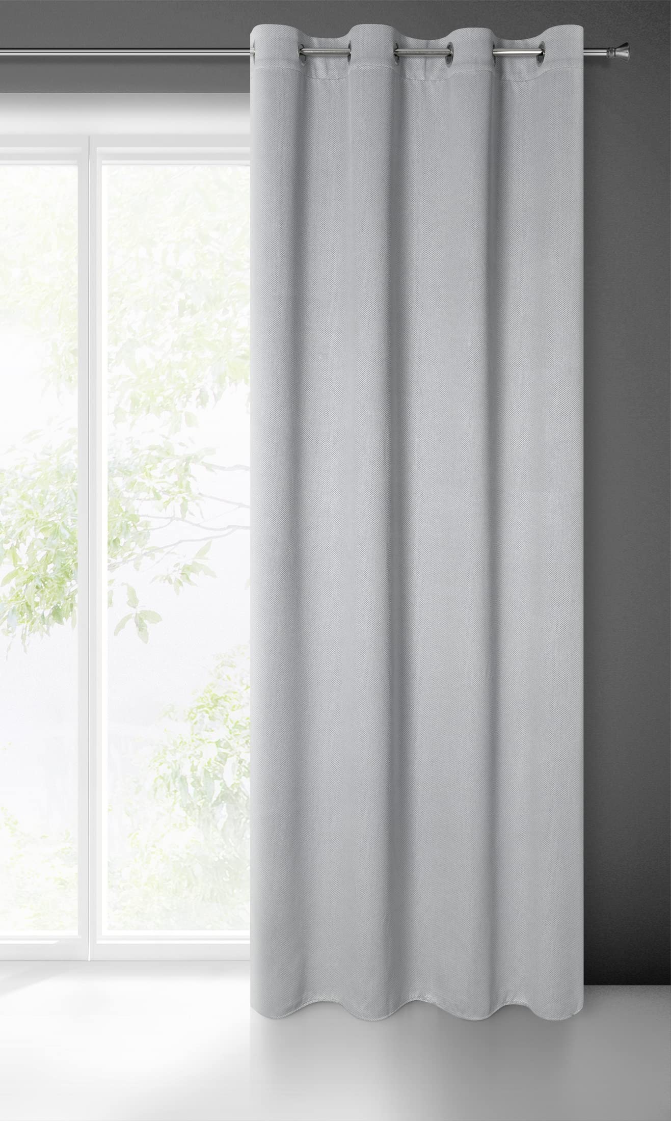 Eurofirany AMARO Schwer 340 g/m2 Blackout Vorhang mit Ösen 1 Stk. Thermovorhang Blickdicht Wärmeisolierender Kälteschutz Verdunklungsgardine Abdunkeln Struktur Wohnzimmer Schlafzimmer 135x250cm Silber