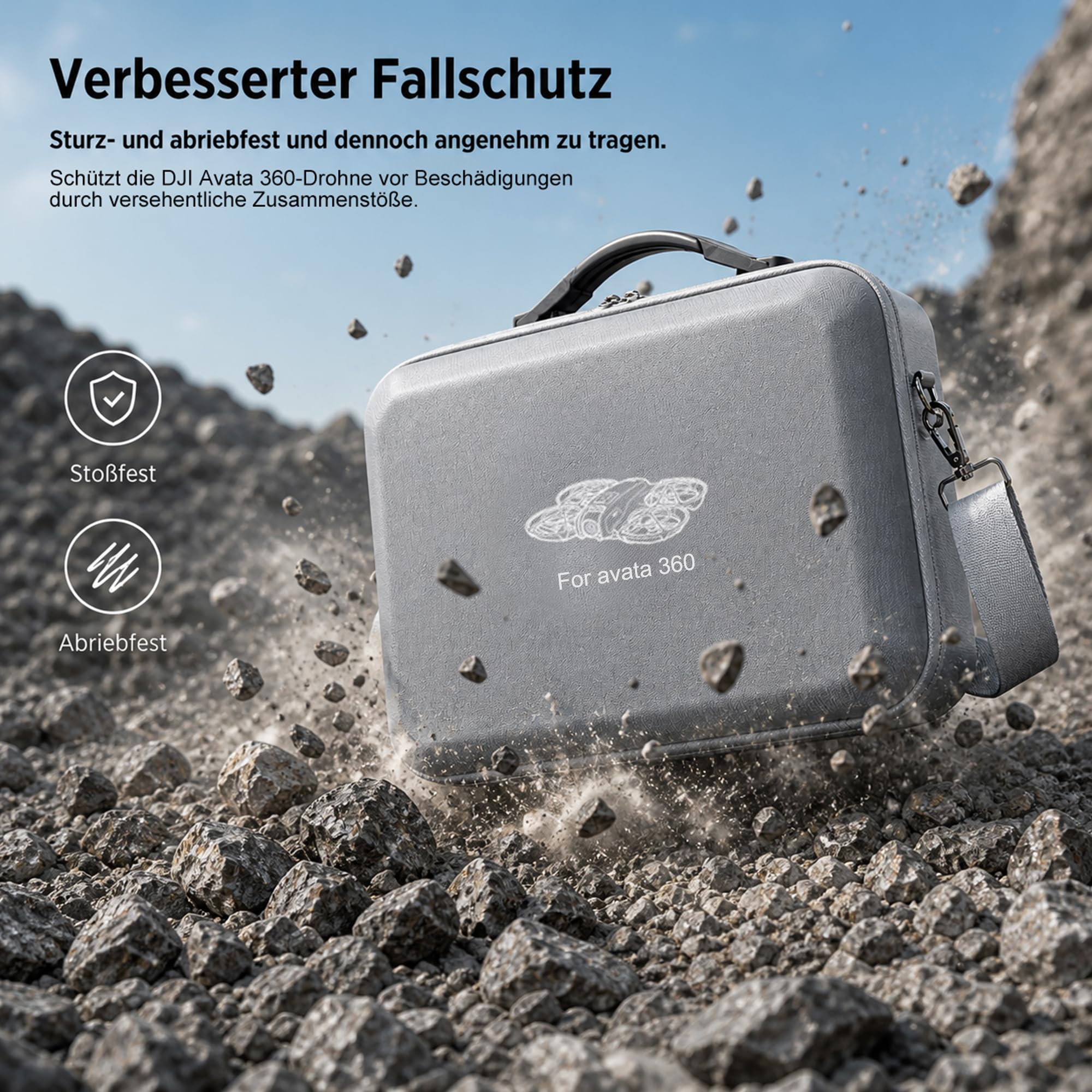 Tasche für DJI Avata 360 Fly More Combo – Koffer für Avata 360 Drohne, RC 2 Fernbedienung, 3 Akkus, Charging Hub und Propeller – wasserabweisend, stoßfest, mit Schultergurt