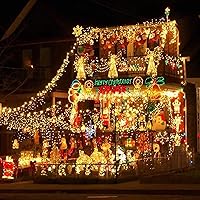 Vista 5 de Uptotop - Cadena de luces de Navidad, paquete de 2, total de 200 unidades, 40 pies, enchufe, cadena de luces impermeables para decoraciones
