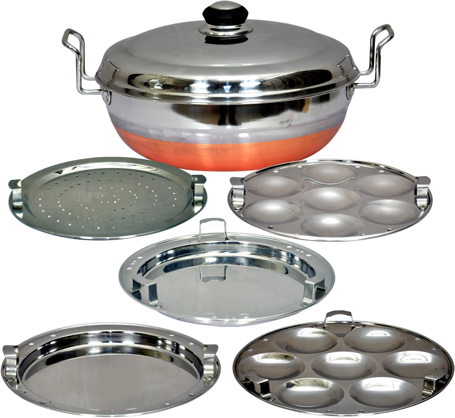 COPPER BOTTOM IDLY Cooker IDLY Maker Multi KADAI Multi KADHAI IDLI Cooker IDLI Maker 4IN1 STEEL