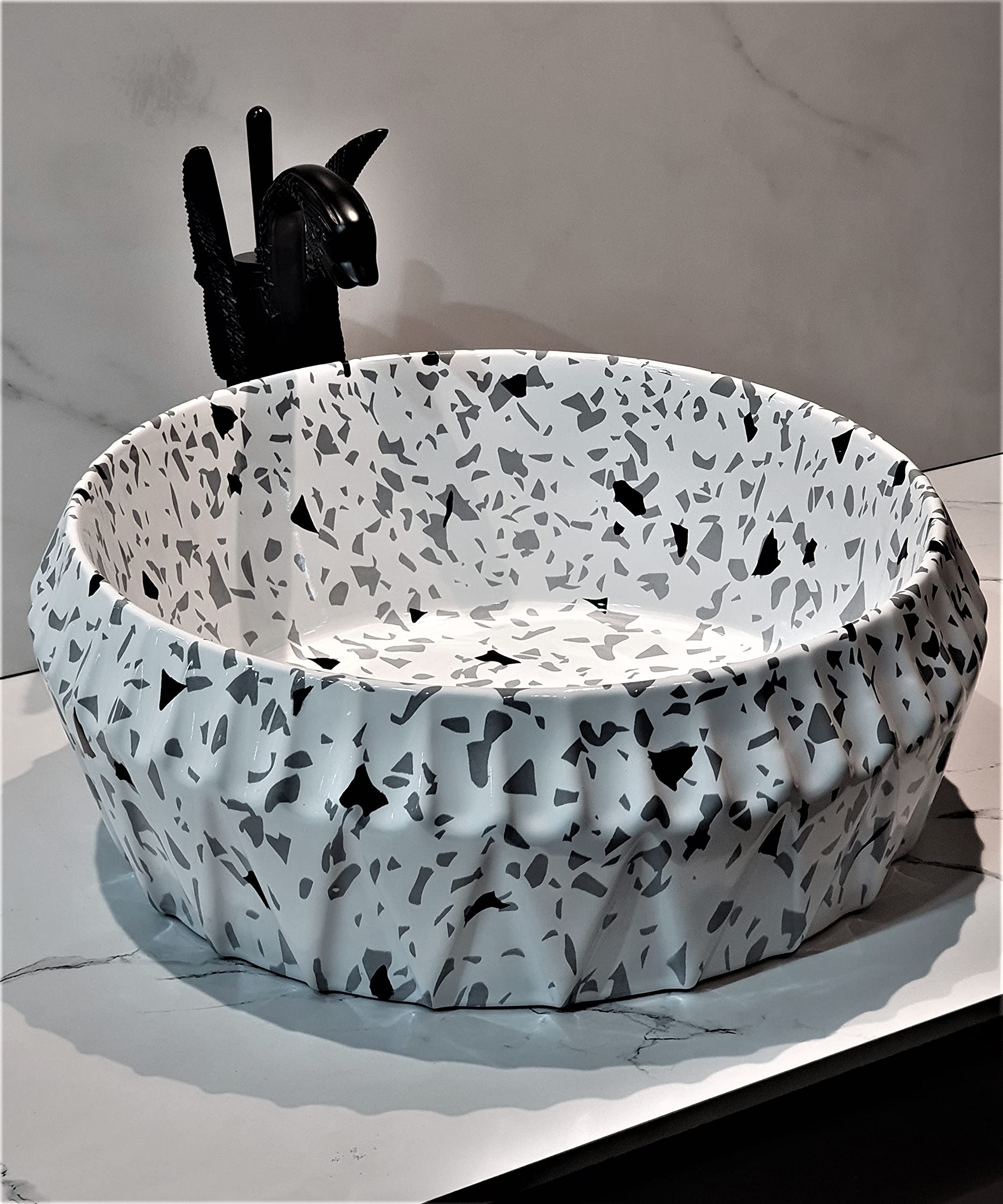 B Backline Wash Basin Ceramic Designer Round Shape Black Matt Counter Top/Table Top/Vessel Sink Glossy Finish for Bathroom & Living Room 16 X 16 X 6 Inches (Multicolour (Only Basin)) (B09H4BWD5H) Amazon Price History, Amazon Price Tracker