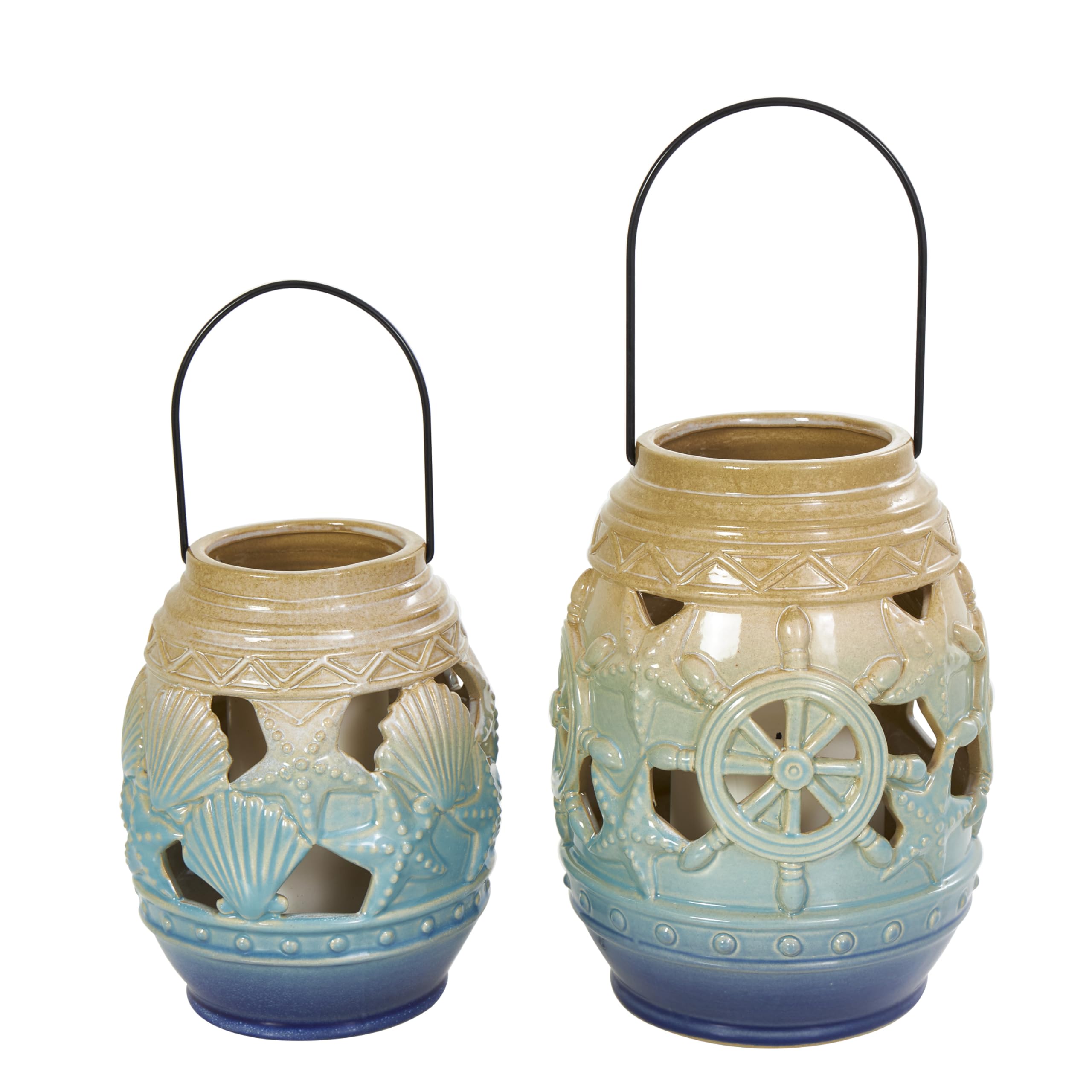 Amazon.com: Deco 79 Ceramic Ship Wheel Ombre Cutout Candle