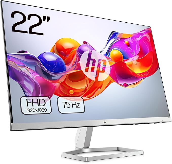 HP M22f – Monitor de 22" Full HD (1920 x 1080,75Hz, 5ms, IPS LED, 16:9, AMD FreeSync, HDMI,VGA, Antirreflejo, Eye Ease, Inclinación Ajustable, Pasacables) Negro