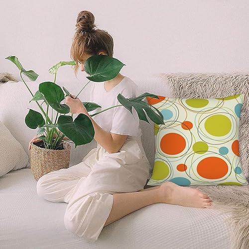 Miniatura 6 de Juego de 2 fundas de almohada cuadradas de 18 x 18 pulgadas, diseño retro de mediados de siglo, fundas de almohada cuadradas con puntos y círculos,