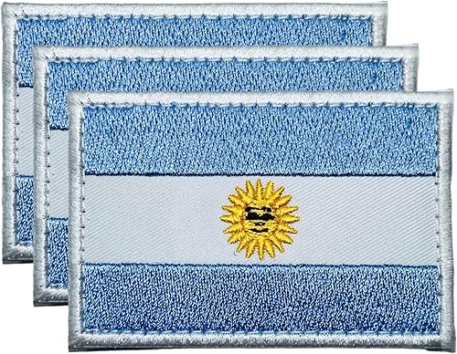 DM - Paquete de 3 parches bordados con bandera argentina táctica para sombreros, bolsas tácticas, chaquetas, parches de ropa, parche militar, parche