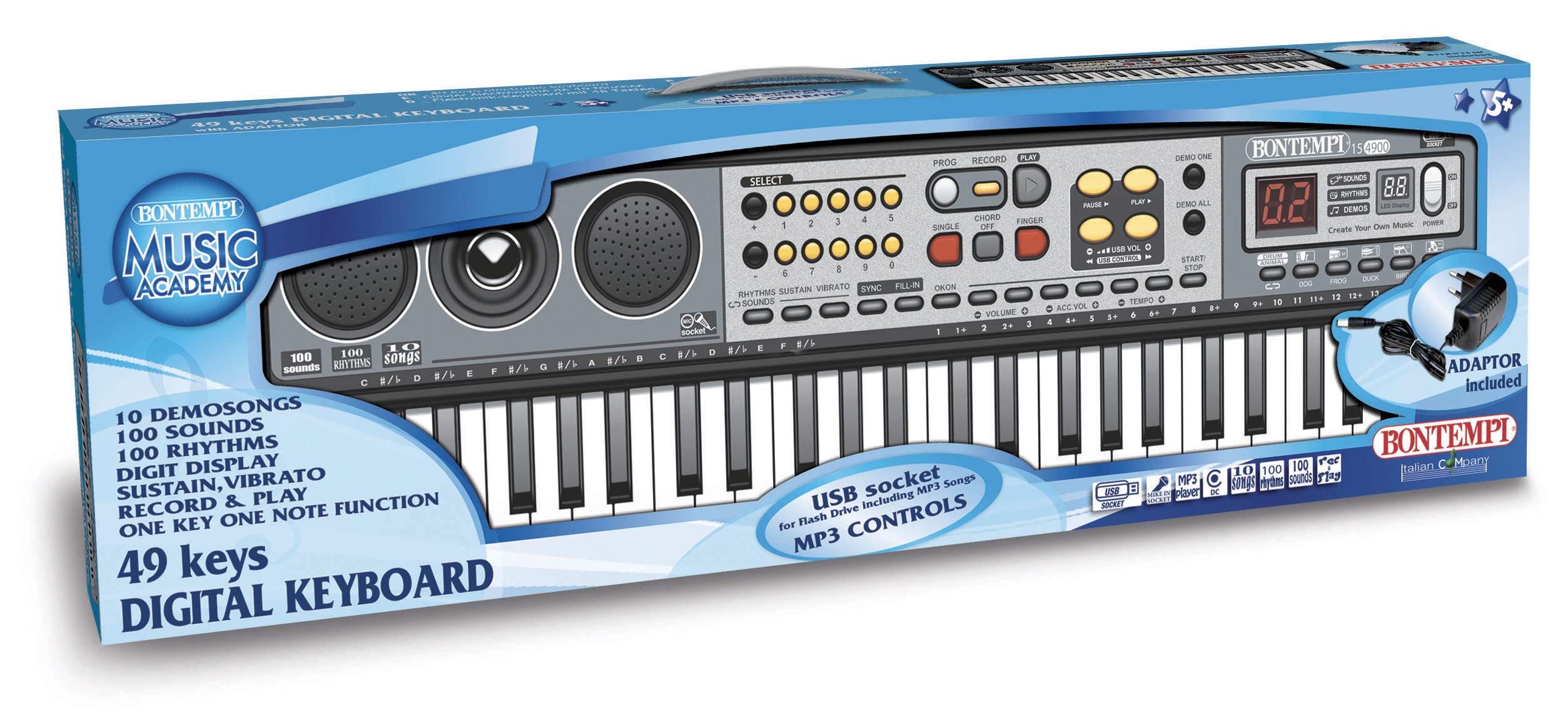 Bontempi 15 4900 cyfrowy keyboard, szary, 54 x 17 x 55 cm