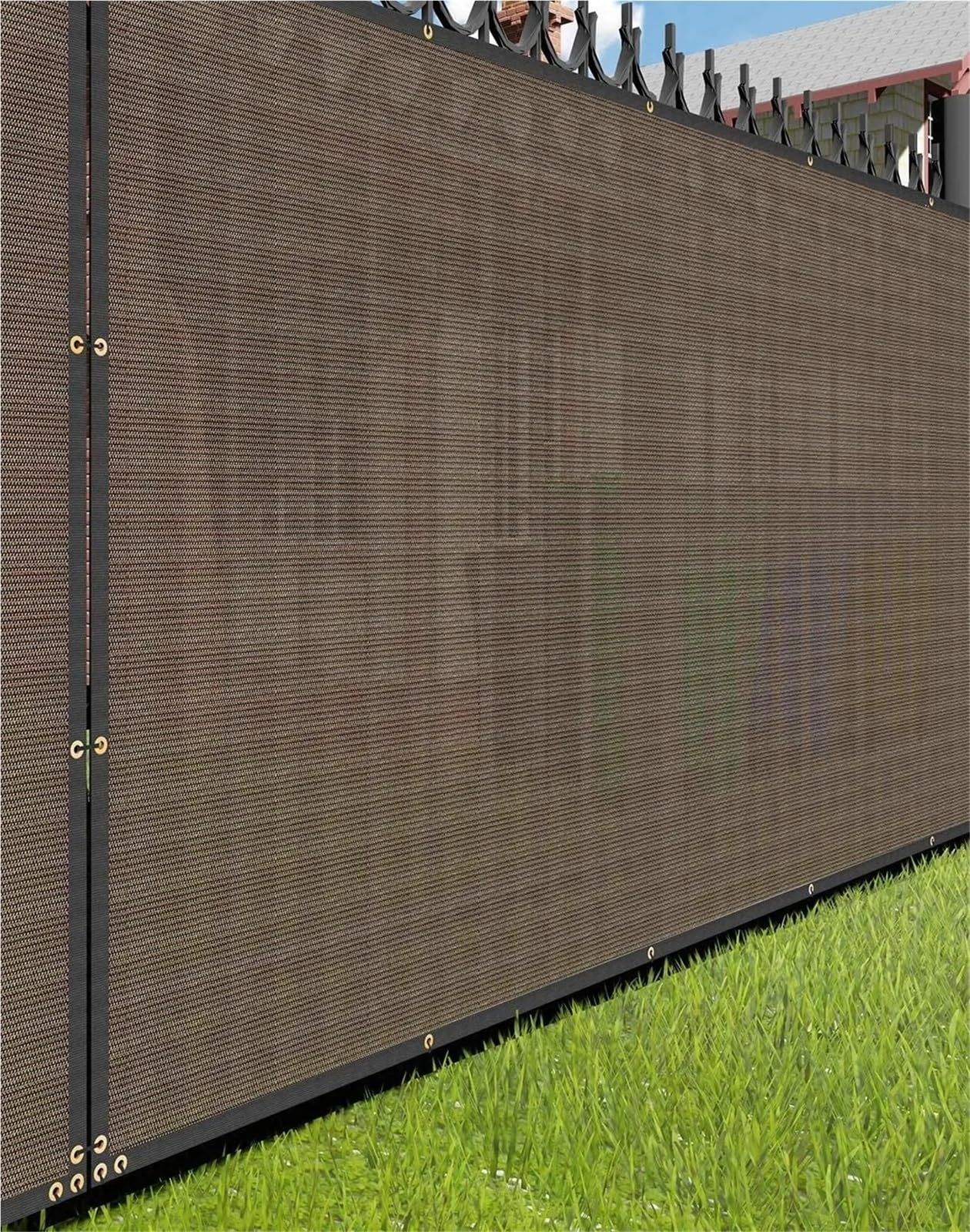 Tissu de pare-brise en maille marron bloc à 90% pour intimité de terrasse 1x1m