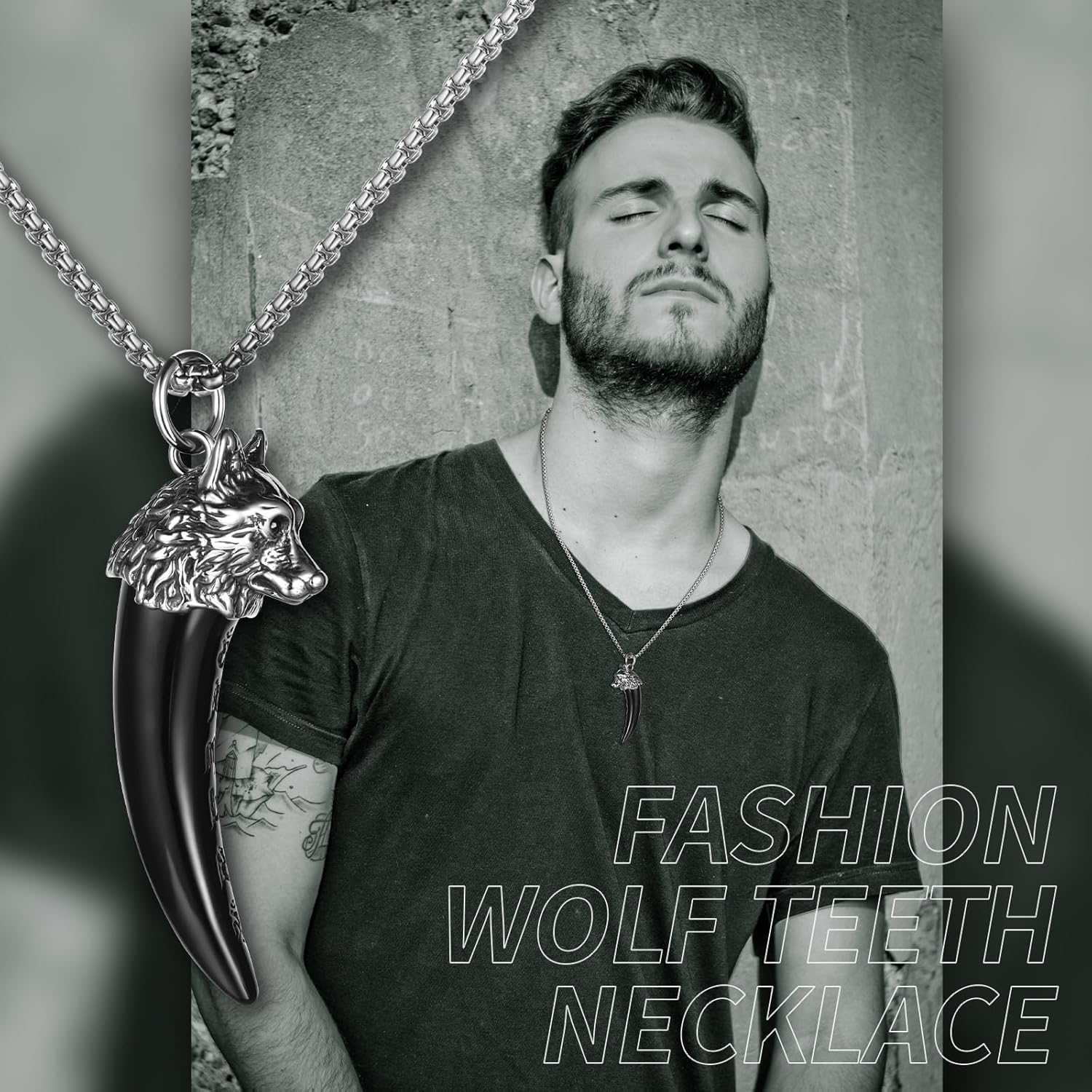 OIDEA Wolf Tooth Urn Necklaces for Ashes: Black Viking Wolf Cremation Jewelry for Ashes Stainless Steel Ash Necklace for Human Ashes Memorial Keepsake Jewelry Gifts for Men Women - Image 8